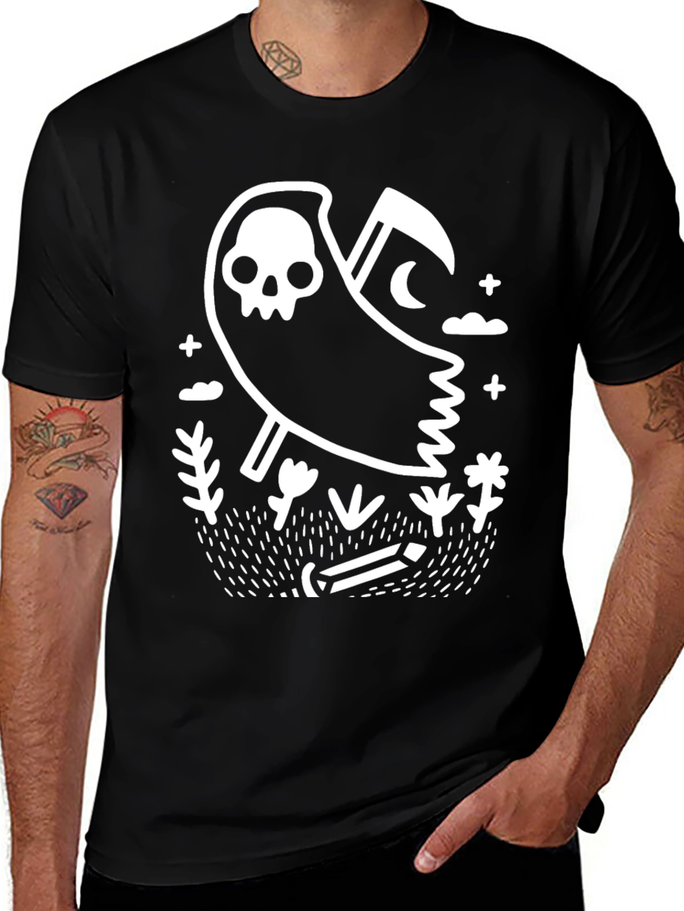 Grim Reaper Graphic T-Shirt - Black Cotton Tee