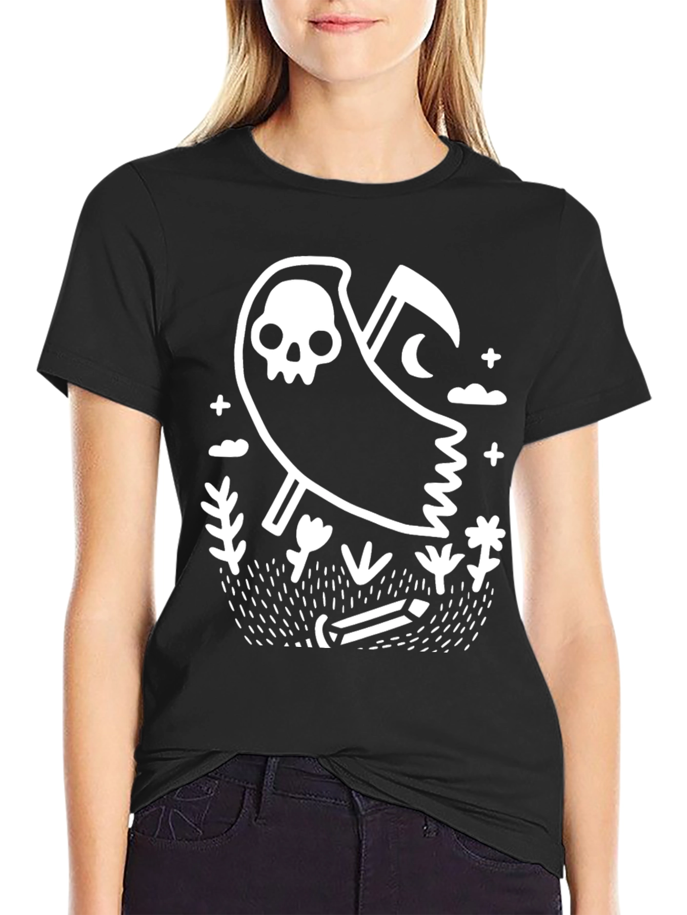 Grim Reaper Graphic T-Shirt - Black Cotton Tee