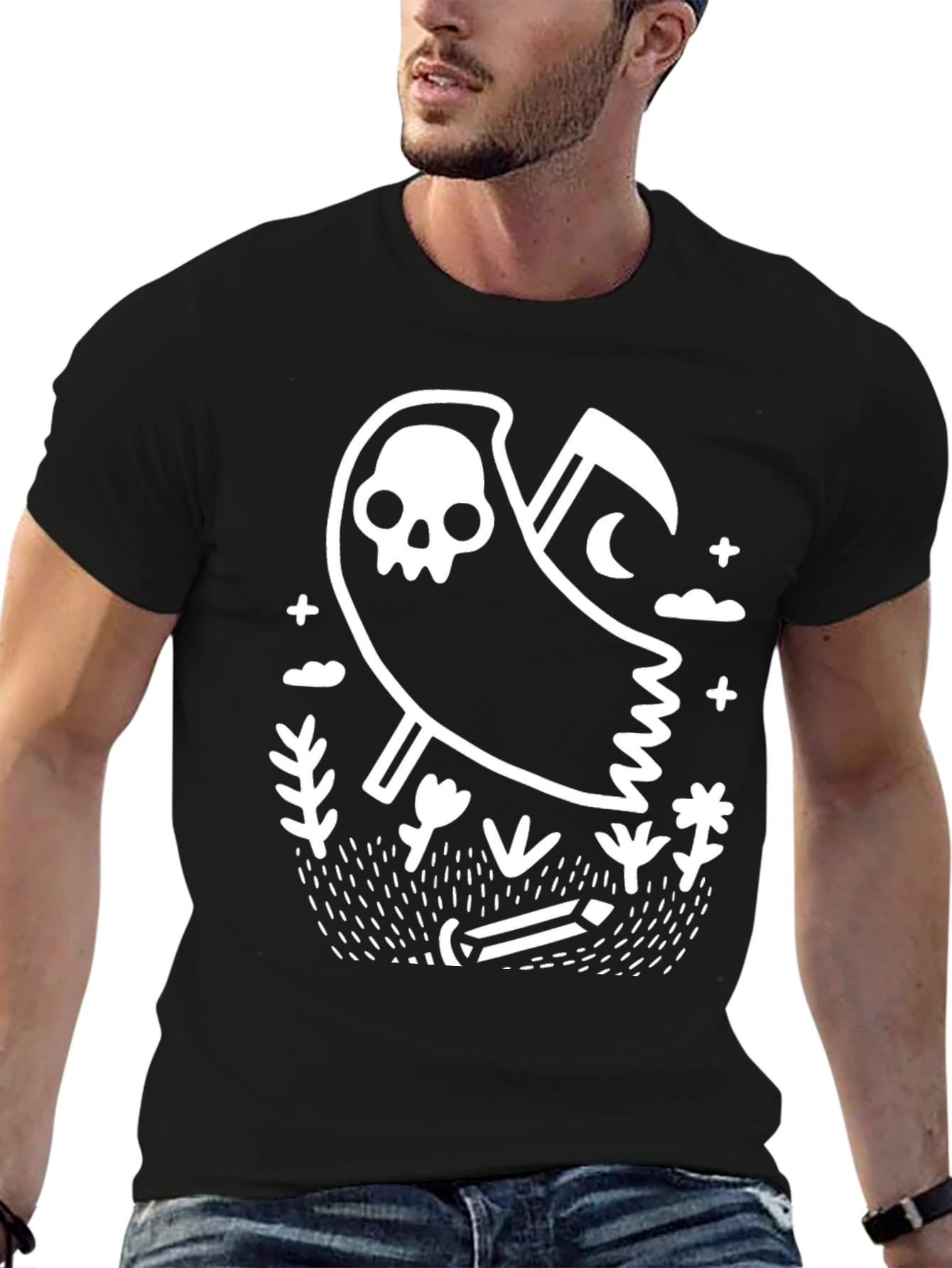 Grim Reaper Graphic T-Shirt - Black Cotton Tee