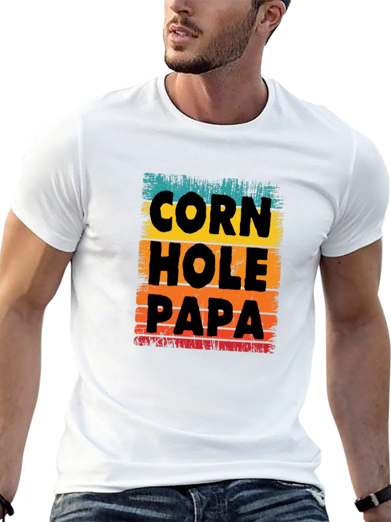 Cornhole Papa T-Shirt Fun Dad Gift