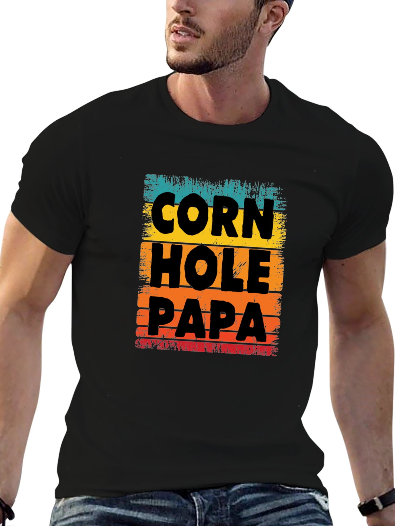 Cornhole Papa T-Shirt Fun Dad Gift