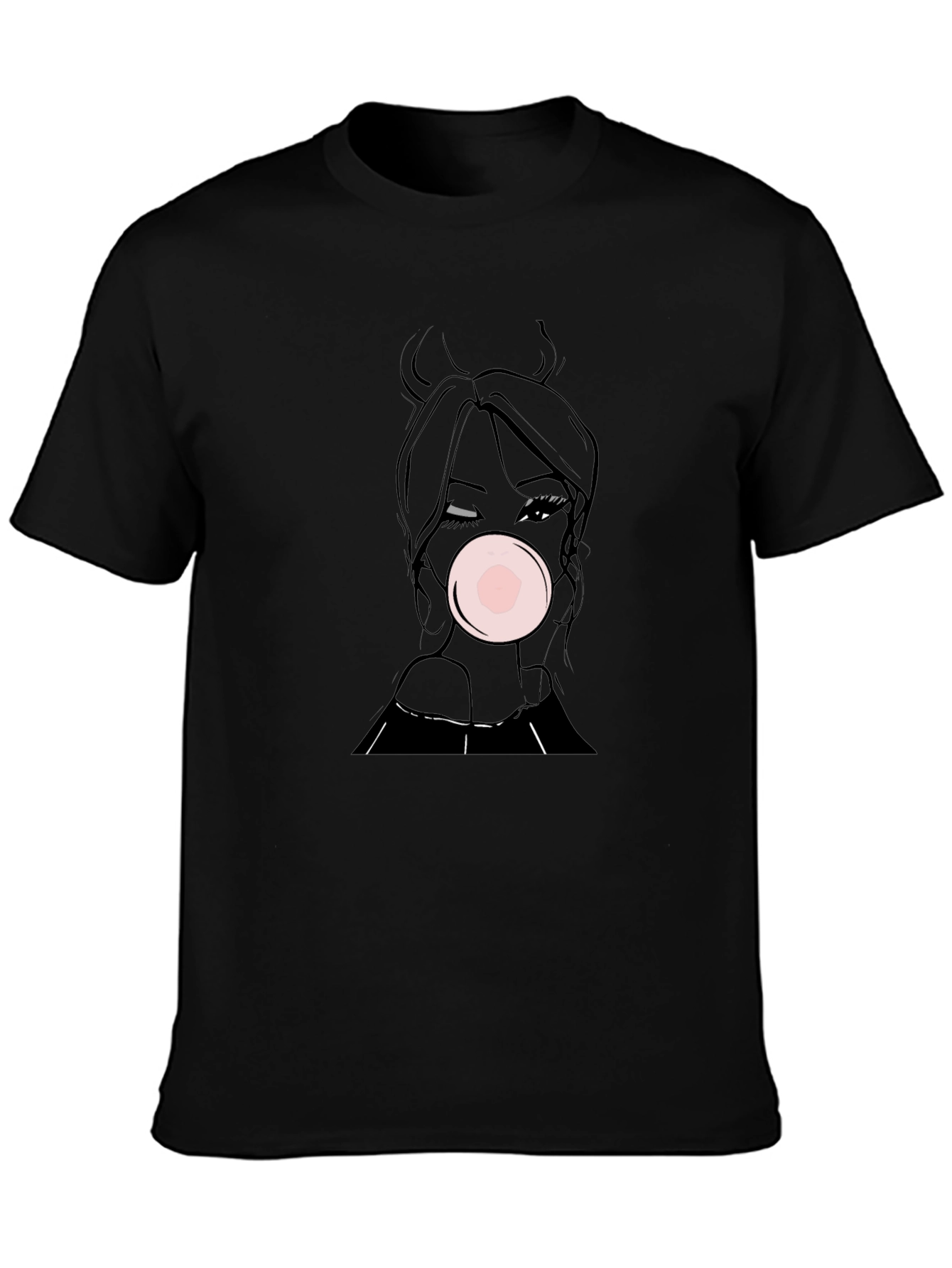 Bubble Gum Girl Tee - Black Graphic T-Shirt