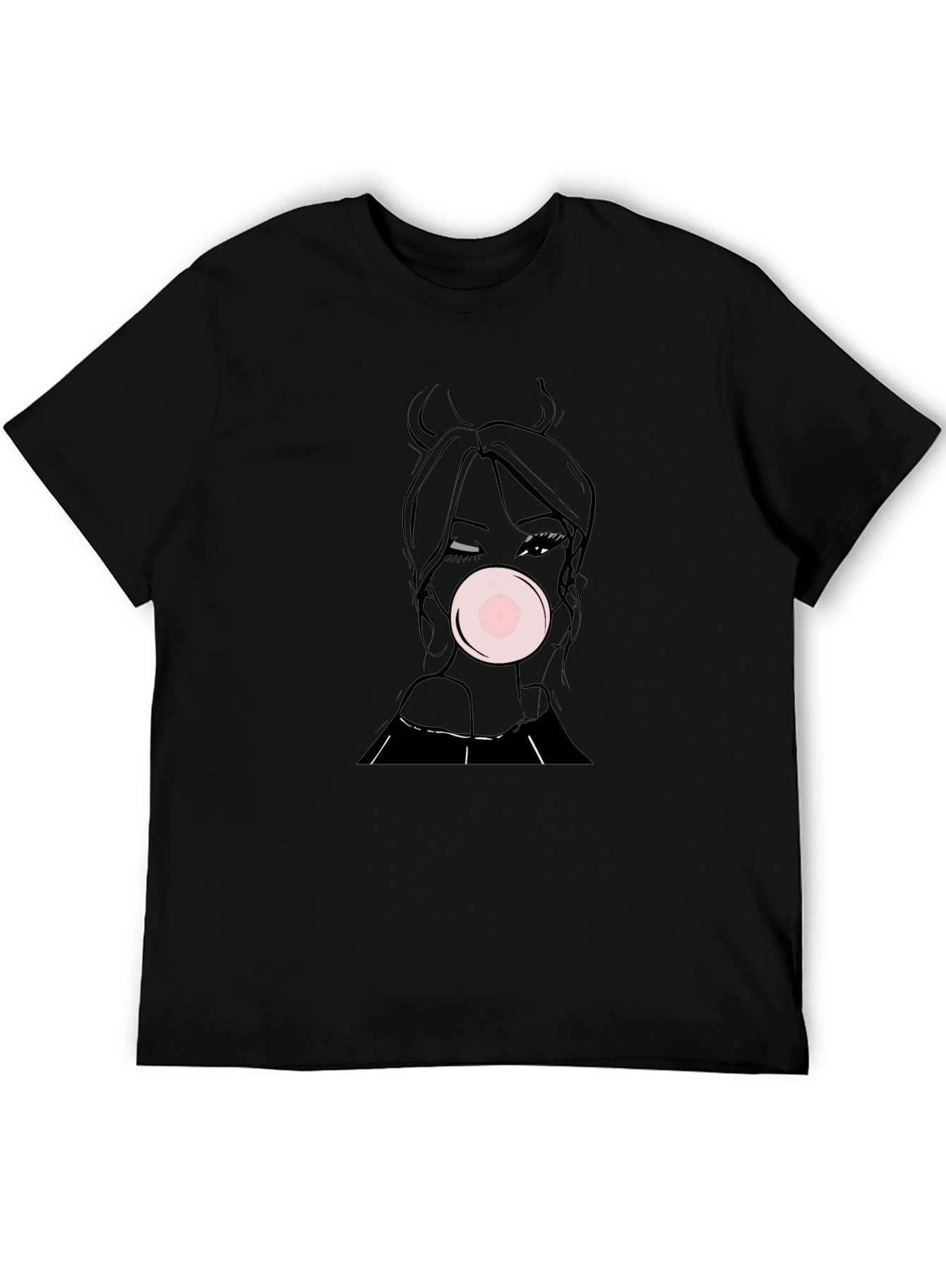 Bubble Gum Girl Tee - Black Graphic T-Shirt