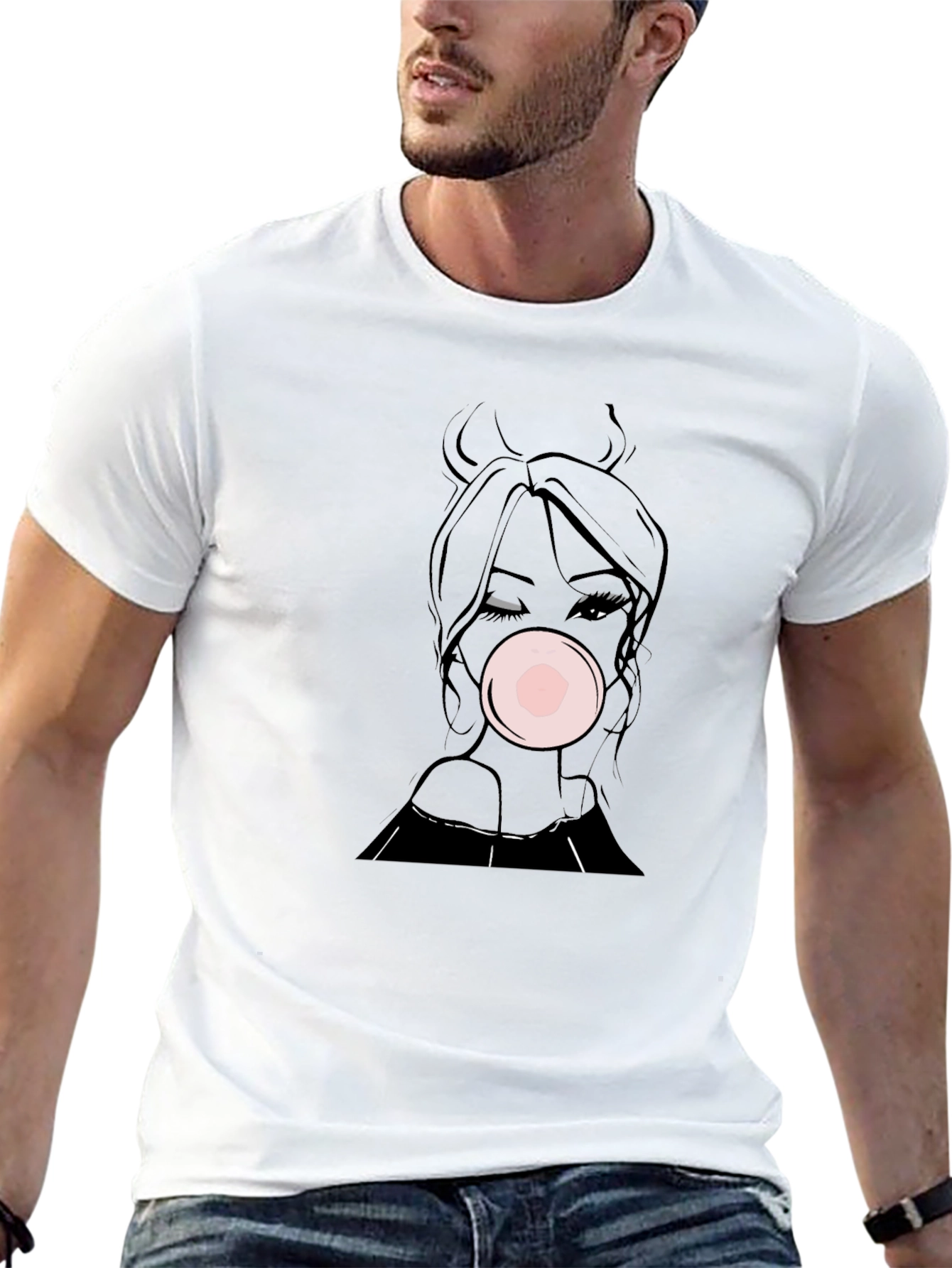 Bubble Gum Girl Tee - Black Graphic T-Shirt