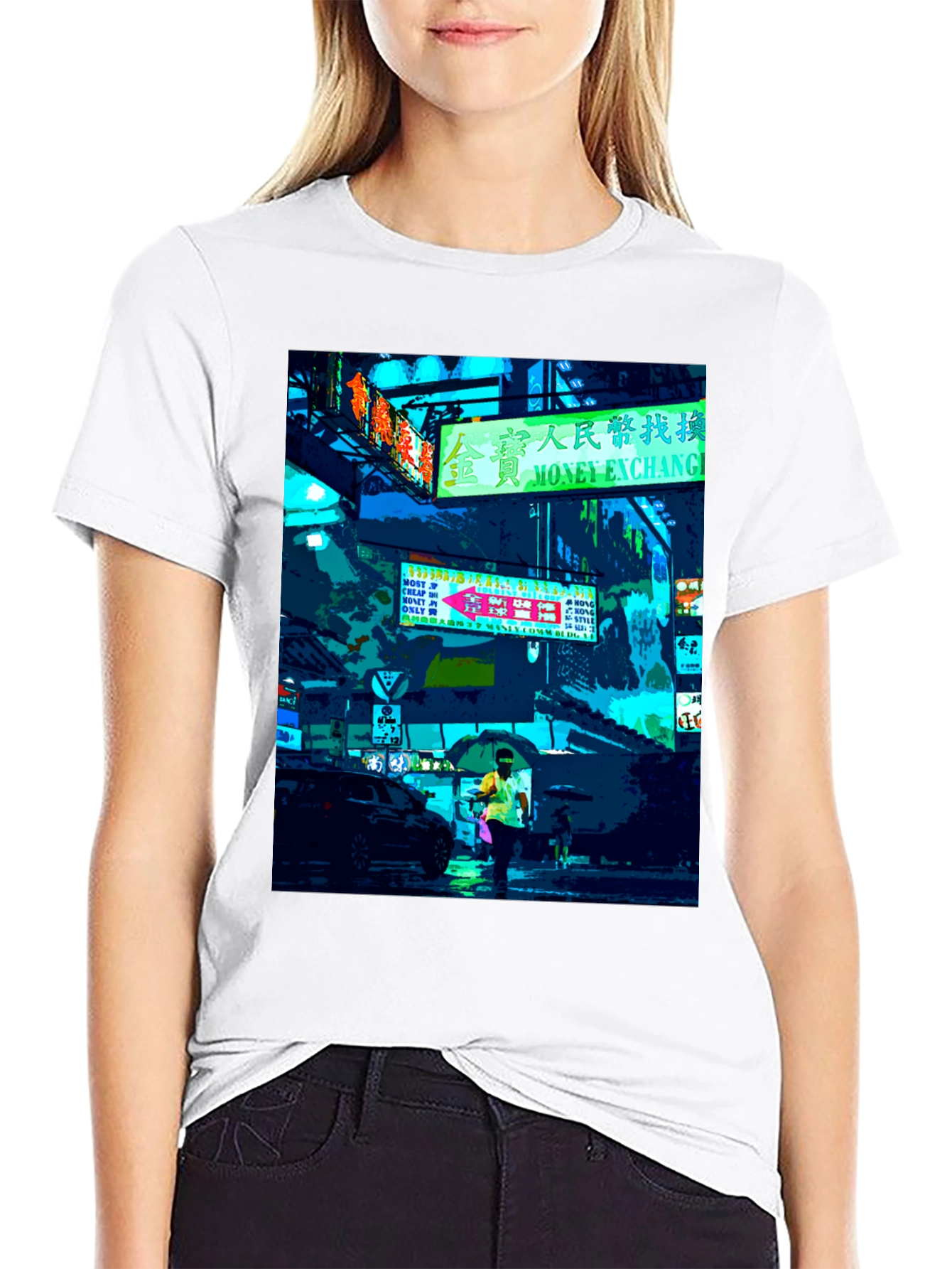 Urban Neon Graphic Tee - Black Crew Neck