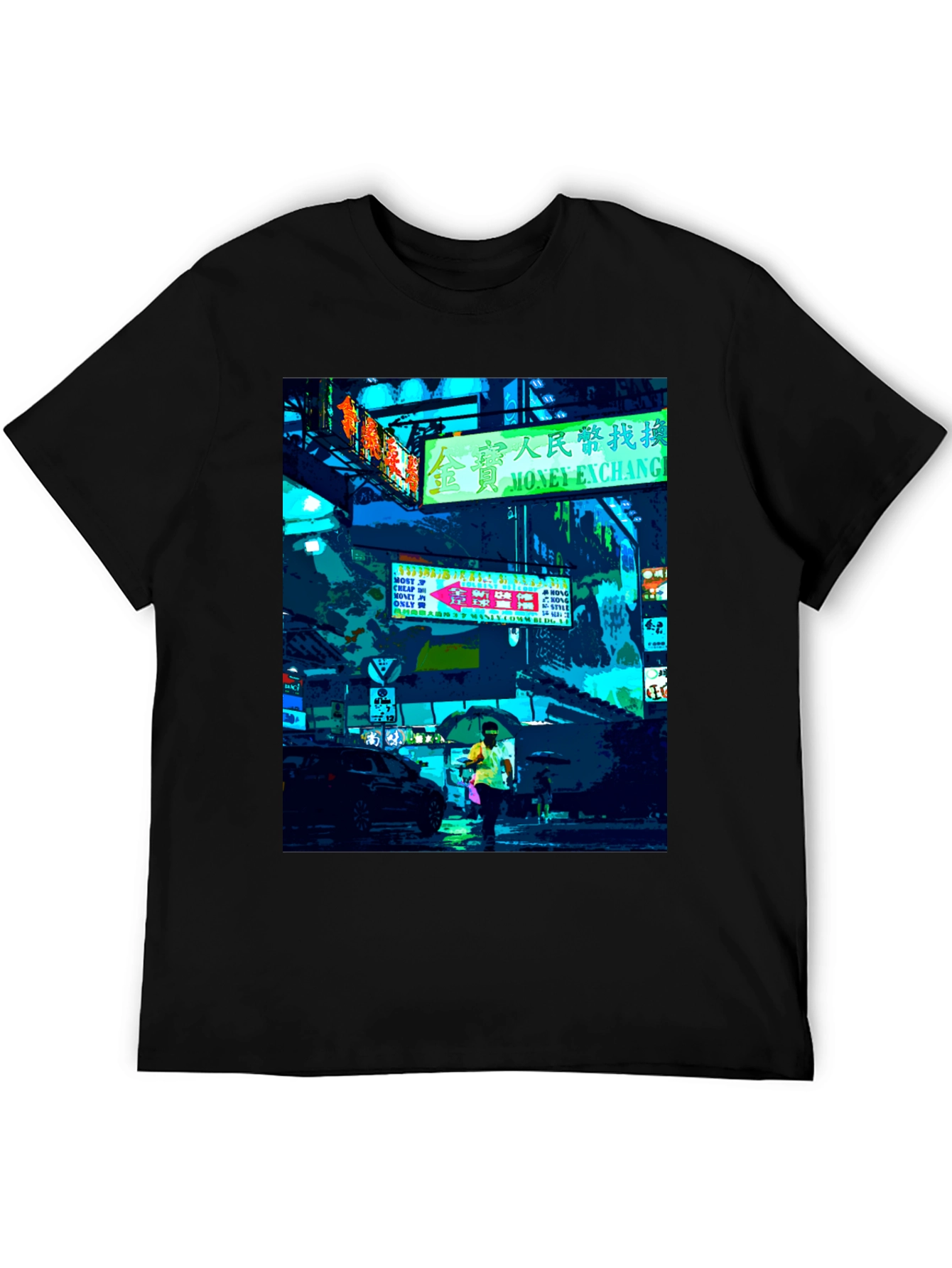 Urban Neon Graphic Tee - Black Crew Neck