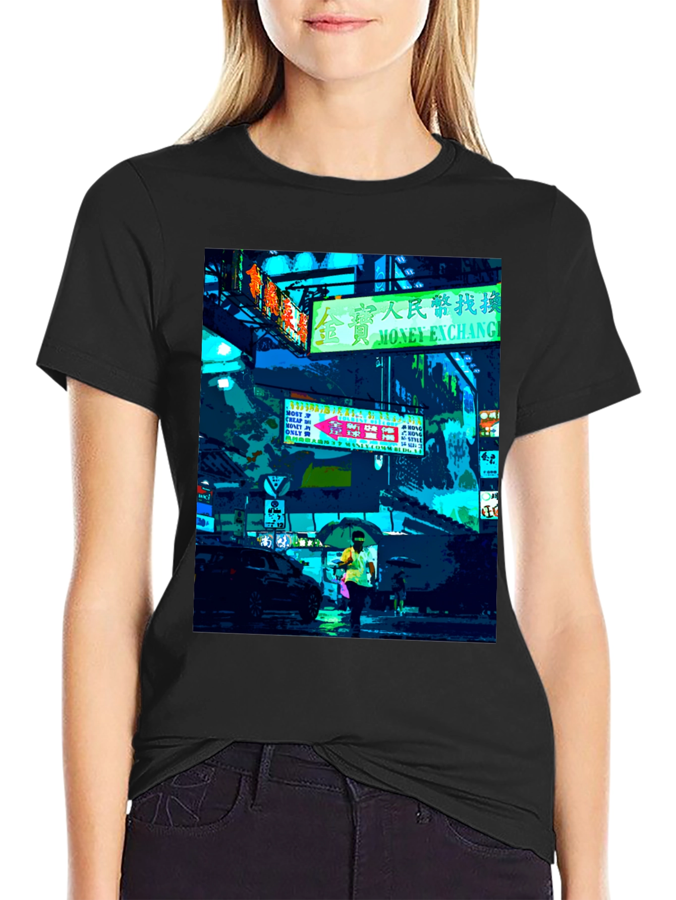 Urban Neon Graphic Tee - Black Crew Neck