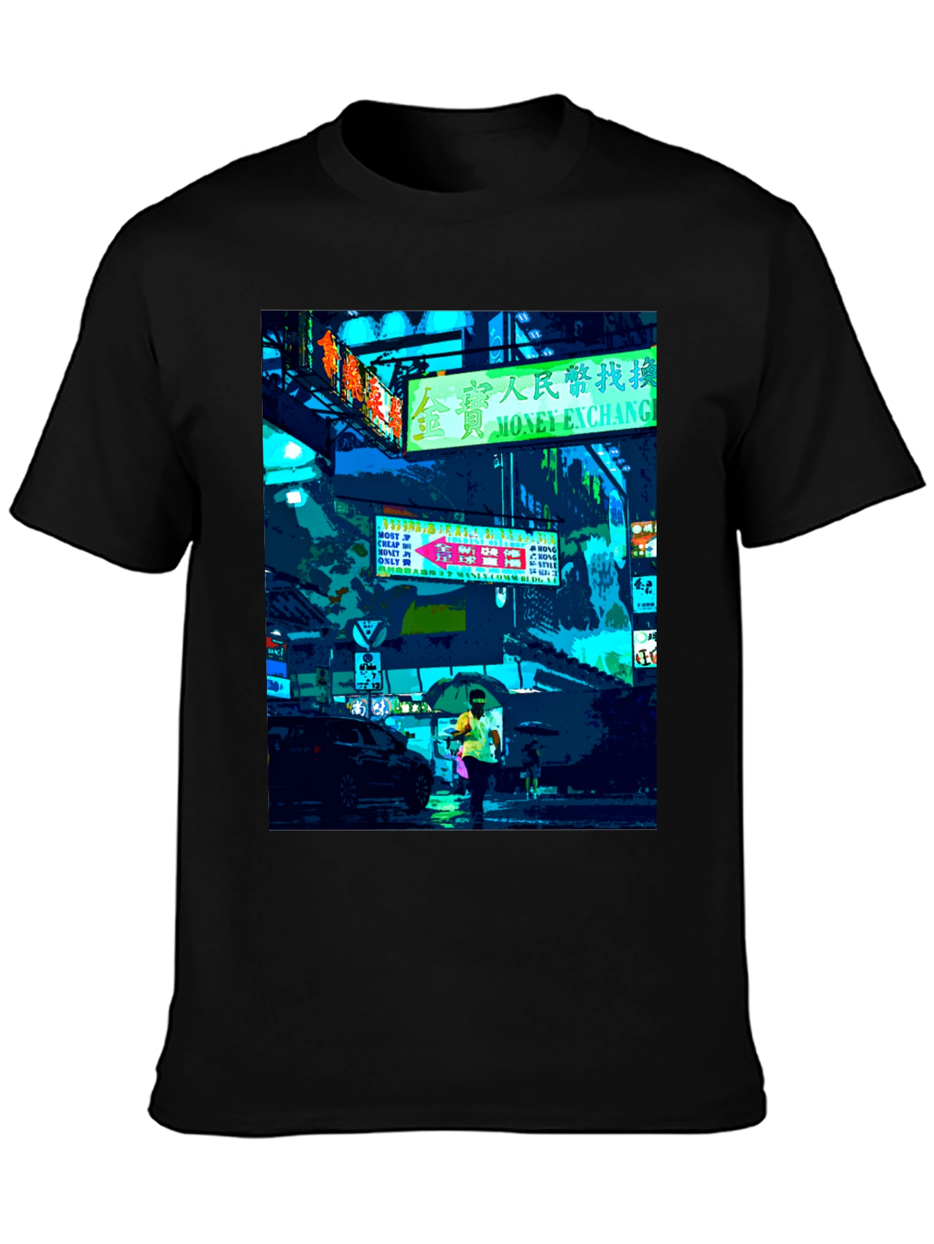 Urban Neon Graphic Tee - Black Crew Neck