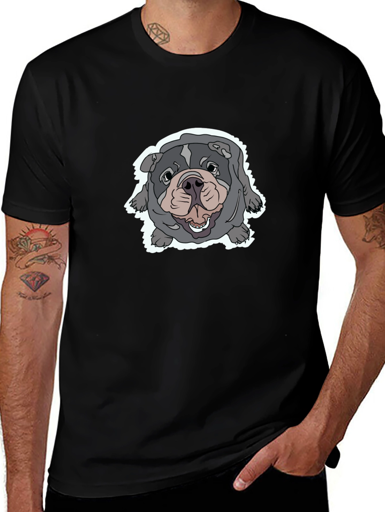 Bulldog Graphic Tee - Comfortable Black T-Shirt