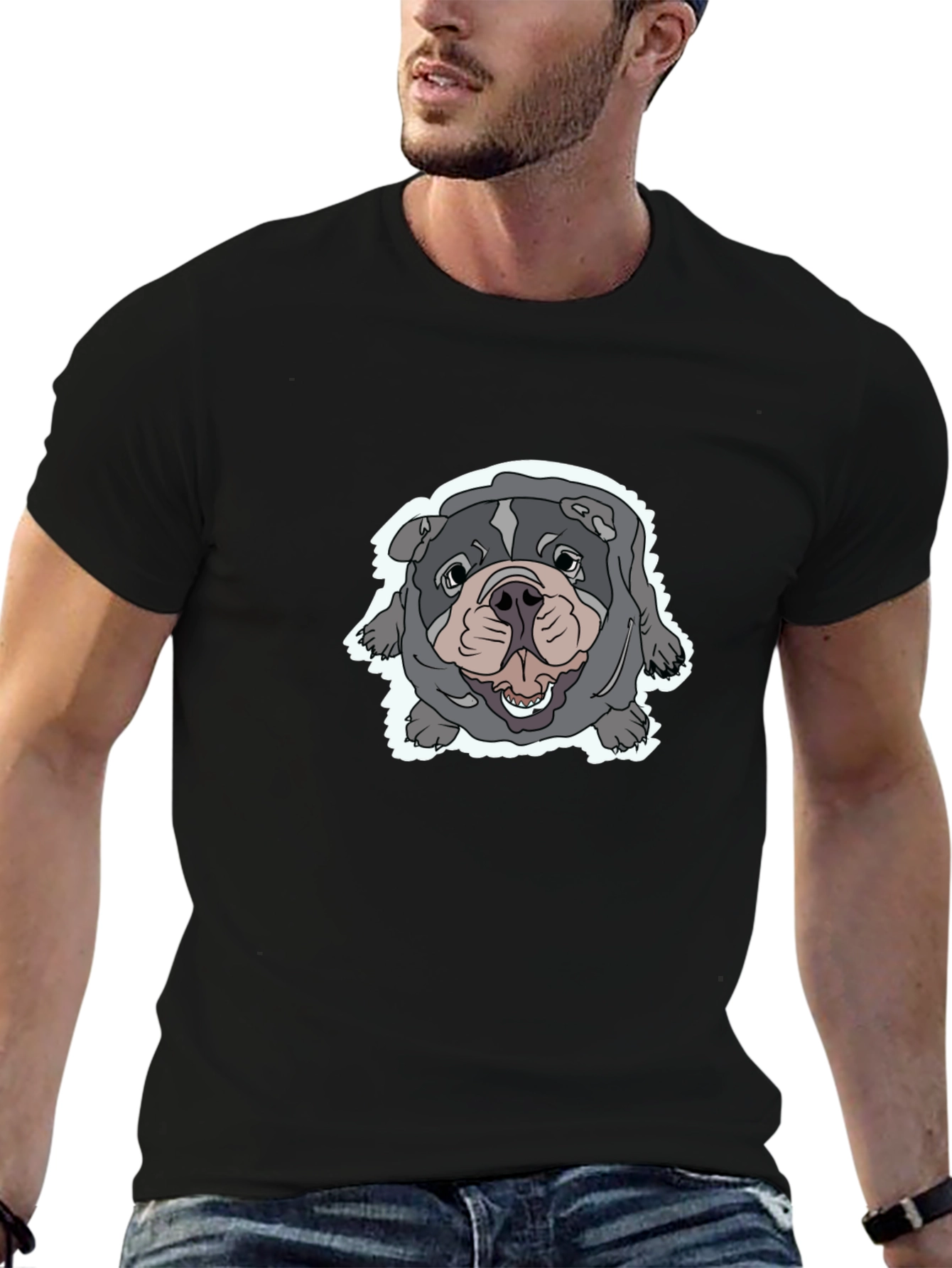 Bulldog Graphic Tee - Comfortable Black T-Shirt