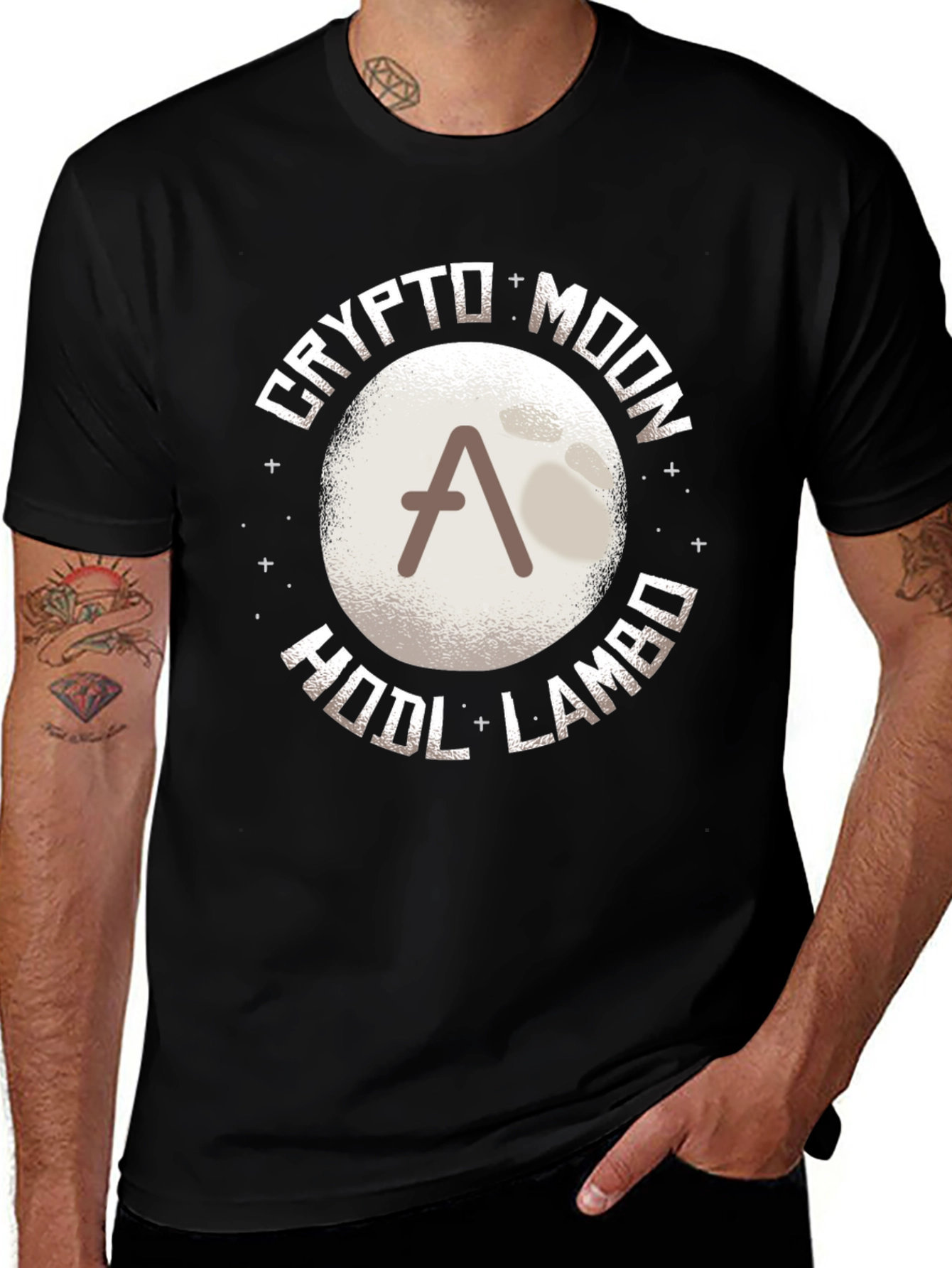 Crypto Moon HODL LAMBO T-Shirt - Black