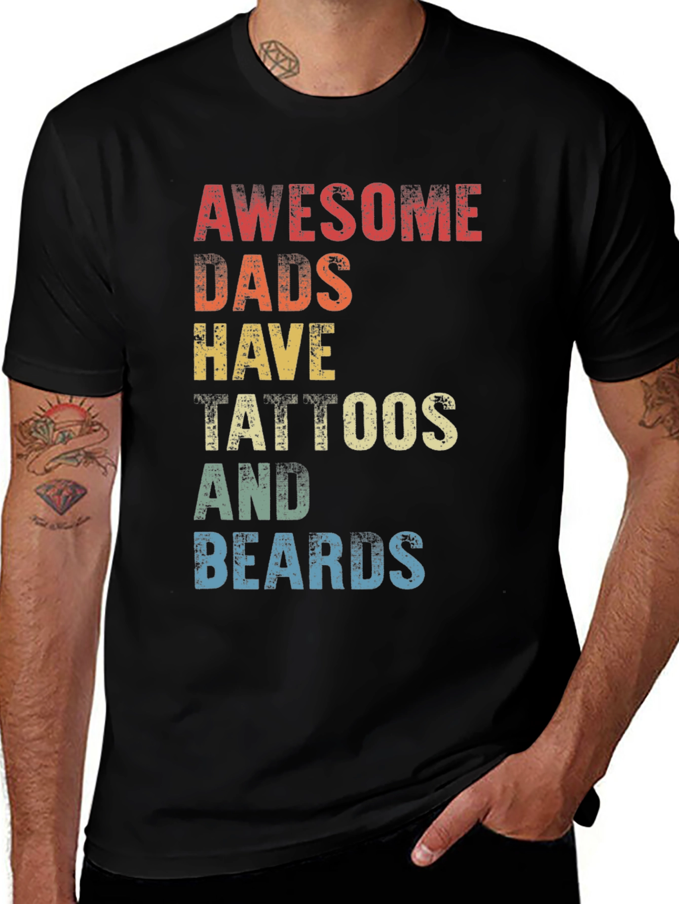 Awesome Dads Tattoos & Beards Graphic Tee