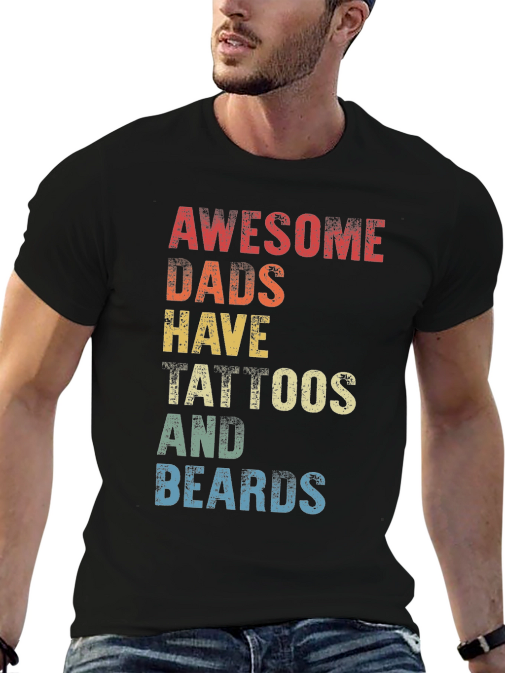 Awesome Dads Tattoos & Beards Graphic Tee