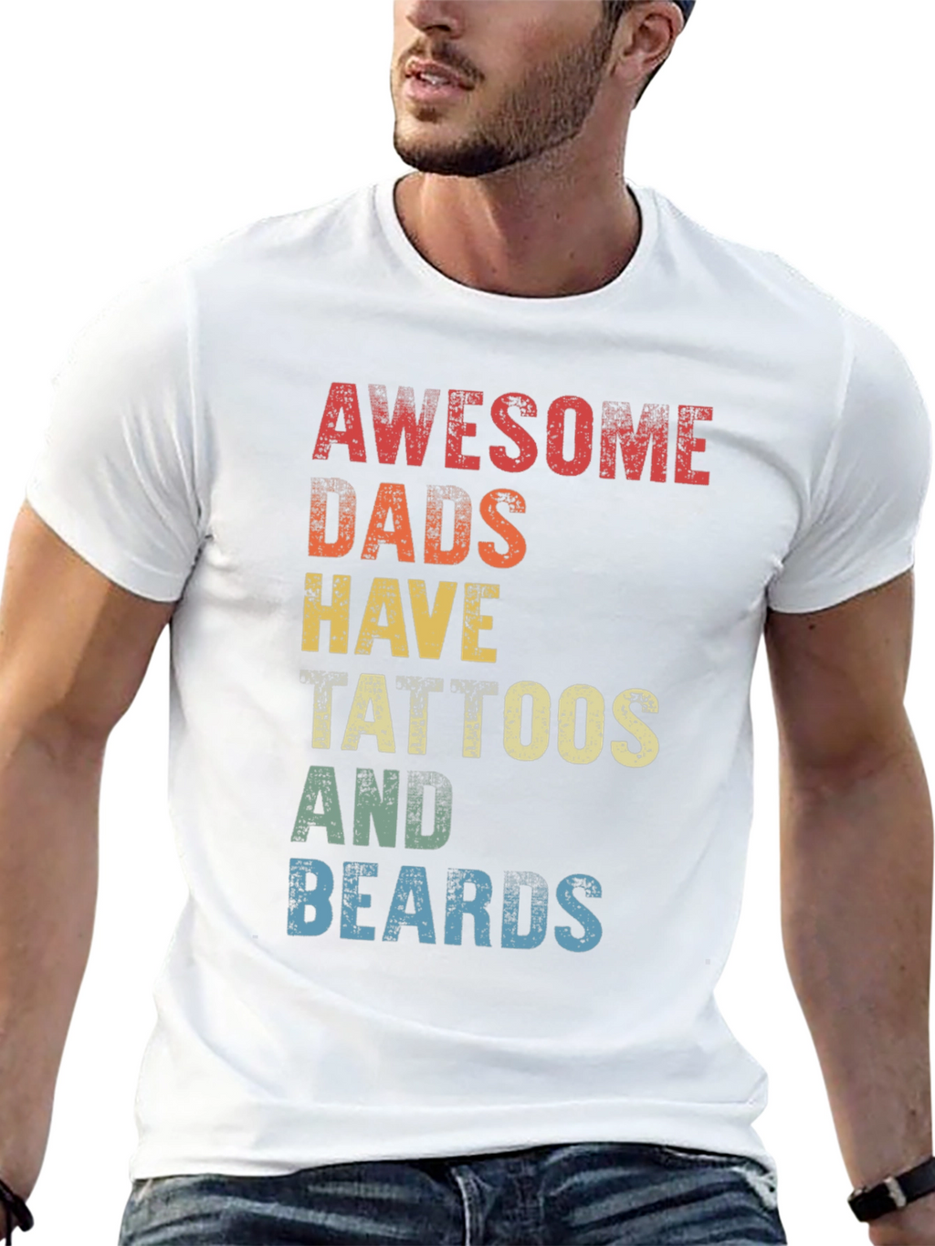 Awesome Dads Tattoos & Beards Graphic Tee