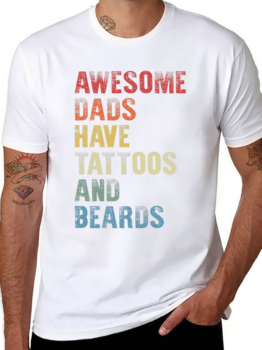 Awesome Dads Tattoos & Beards Graphic Tee
