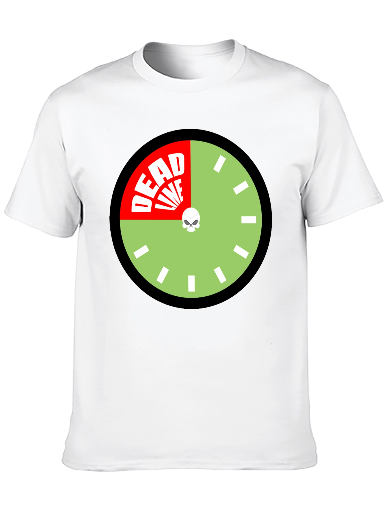 Deadline Clock Graphic Tee - Novelty Skull Design