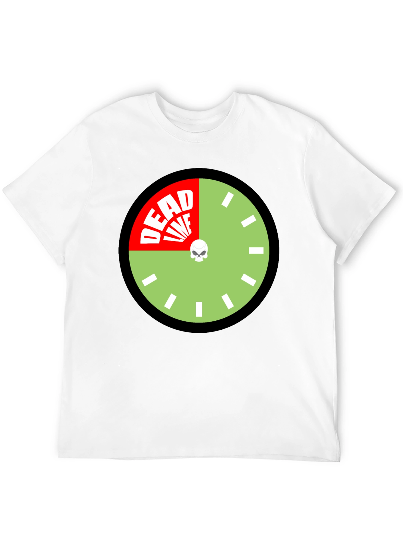 Deadline Clock Graphic Tee - Novelty Skull Design