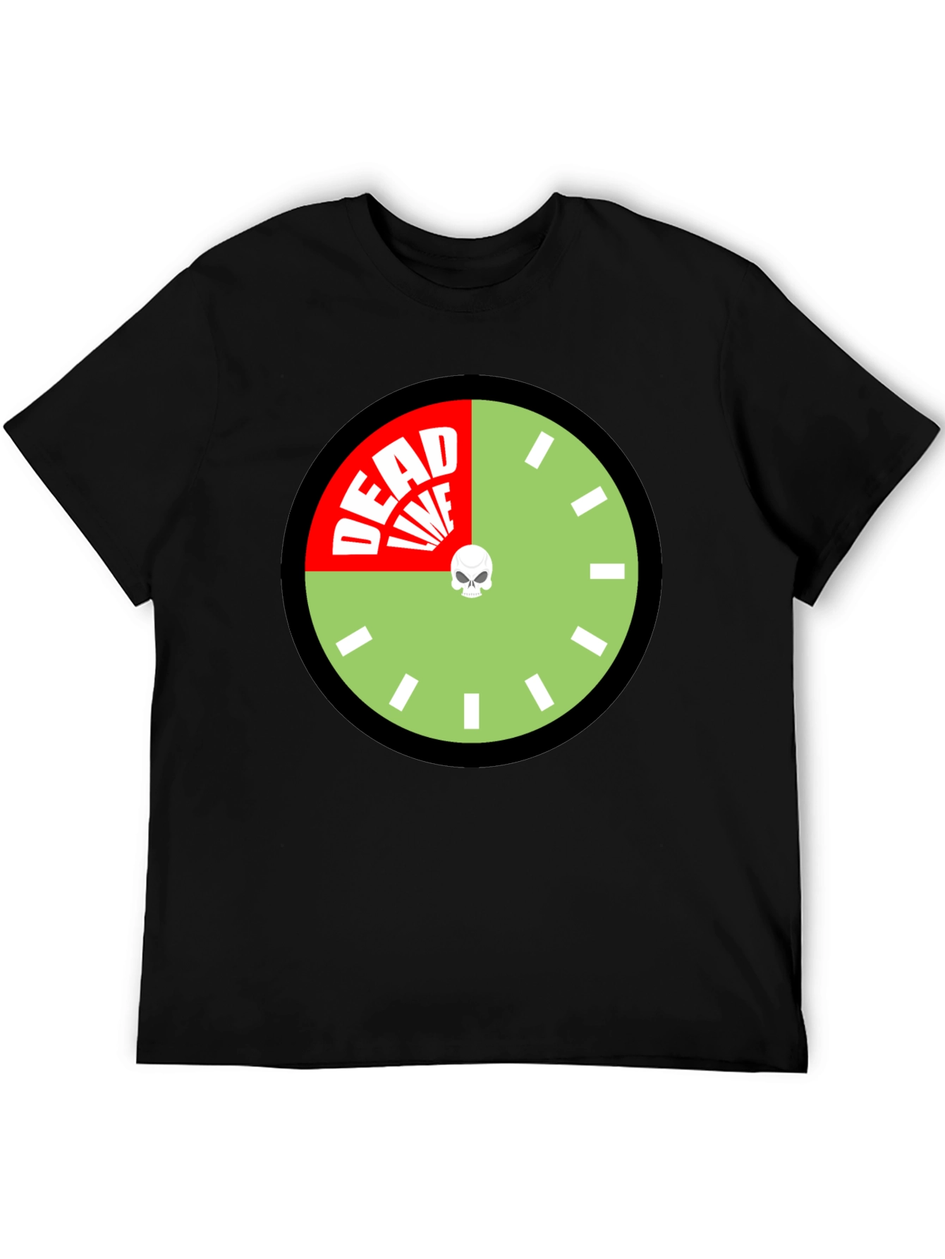 Deadline Clock Graphic Tee - Novelty Skull Design