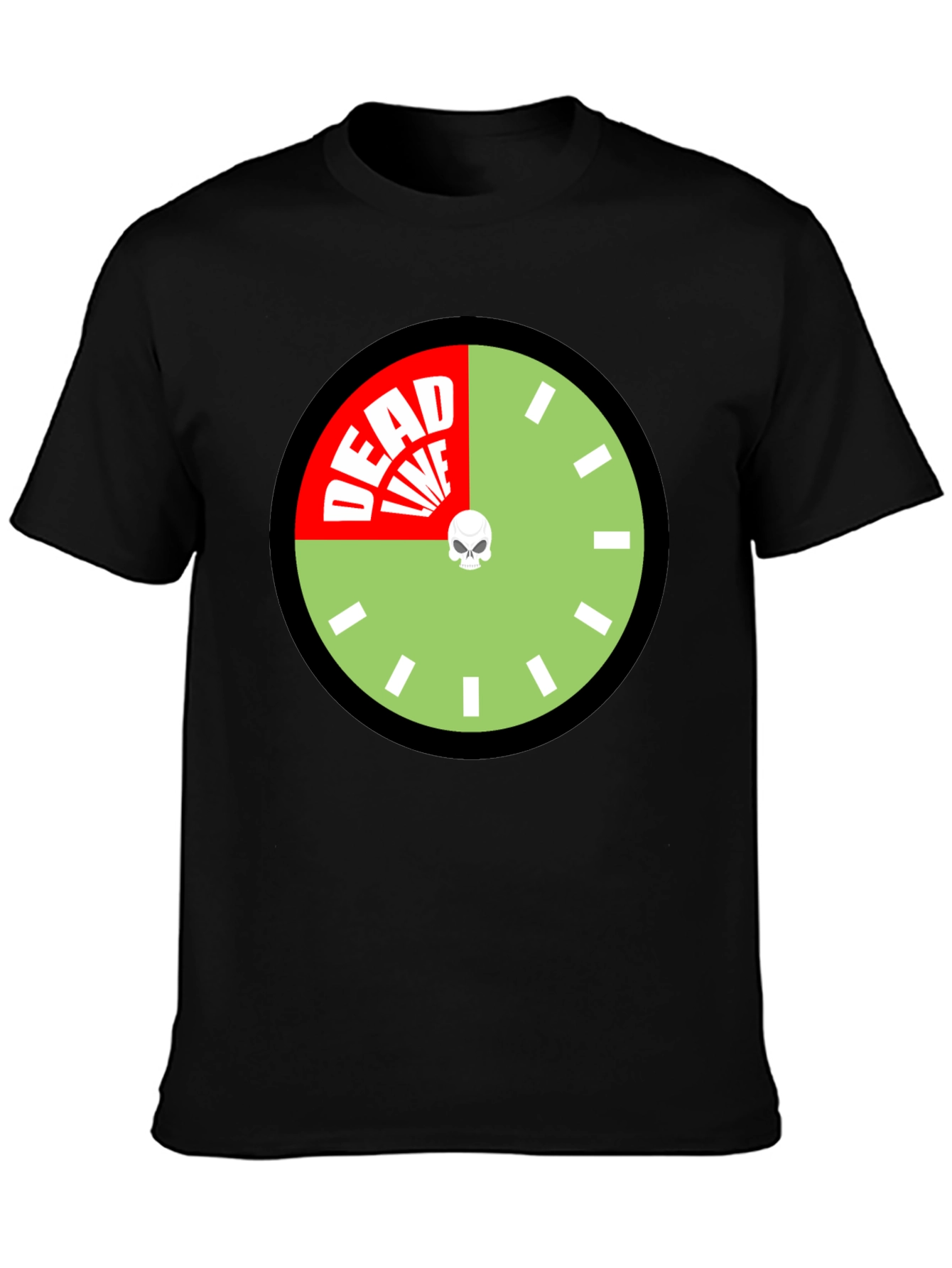 Deadline Clock Graphic Tee - Novelty Skull Design