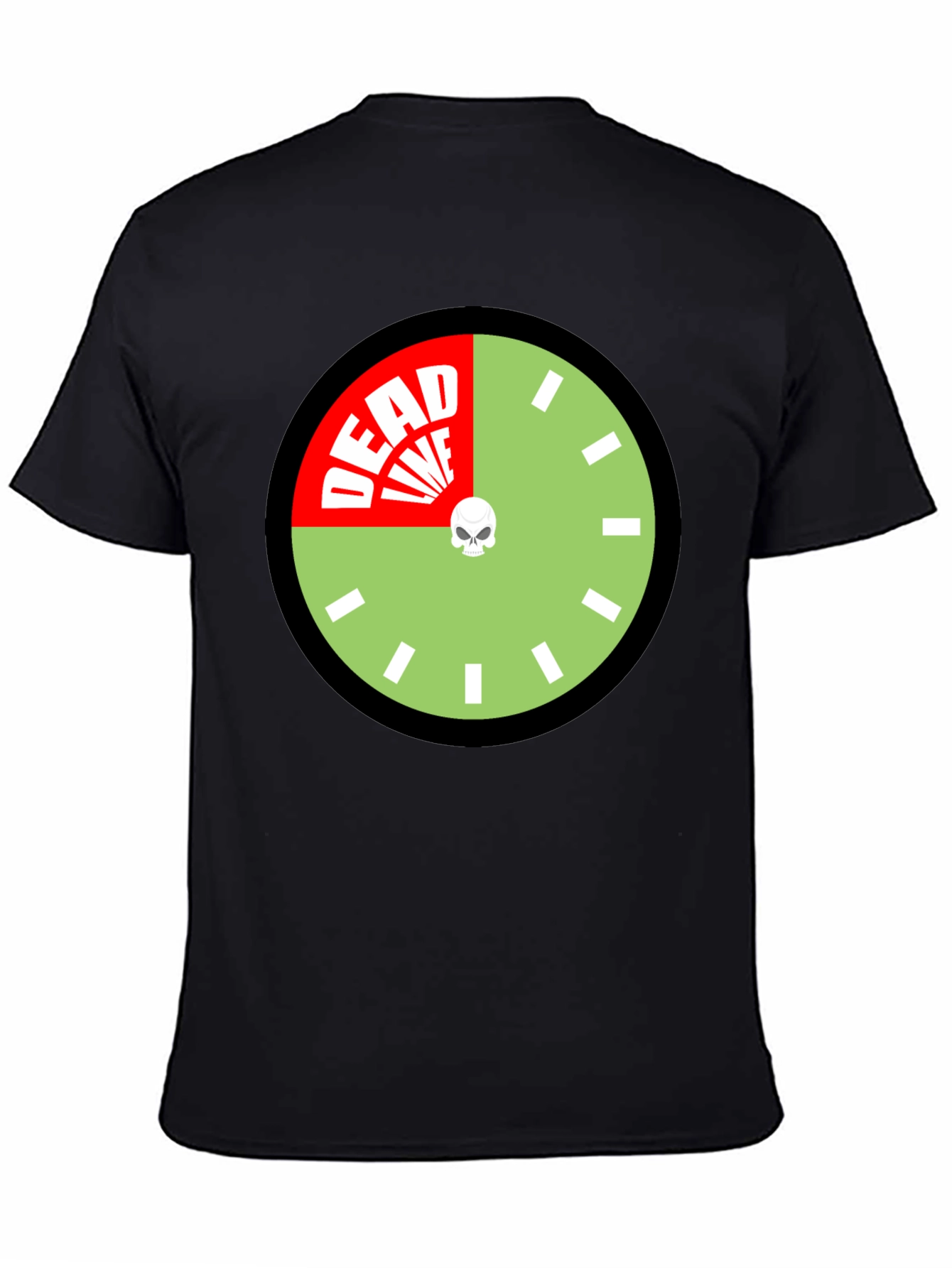 Deadline Clock Graphic Tee - Novelty Skull Design