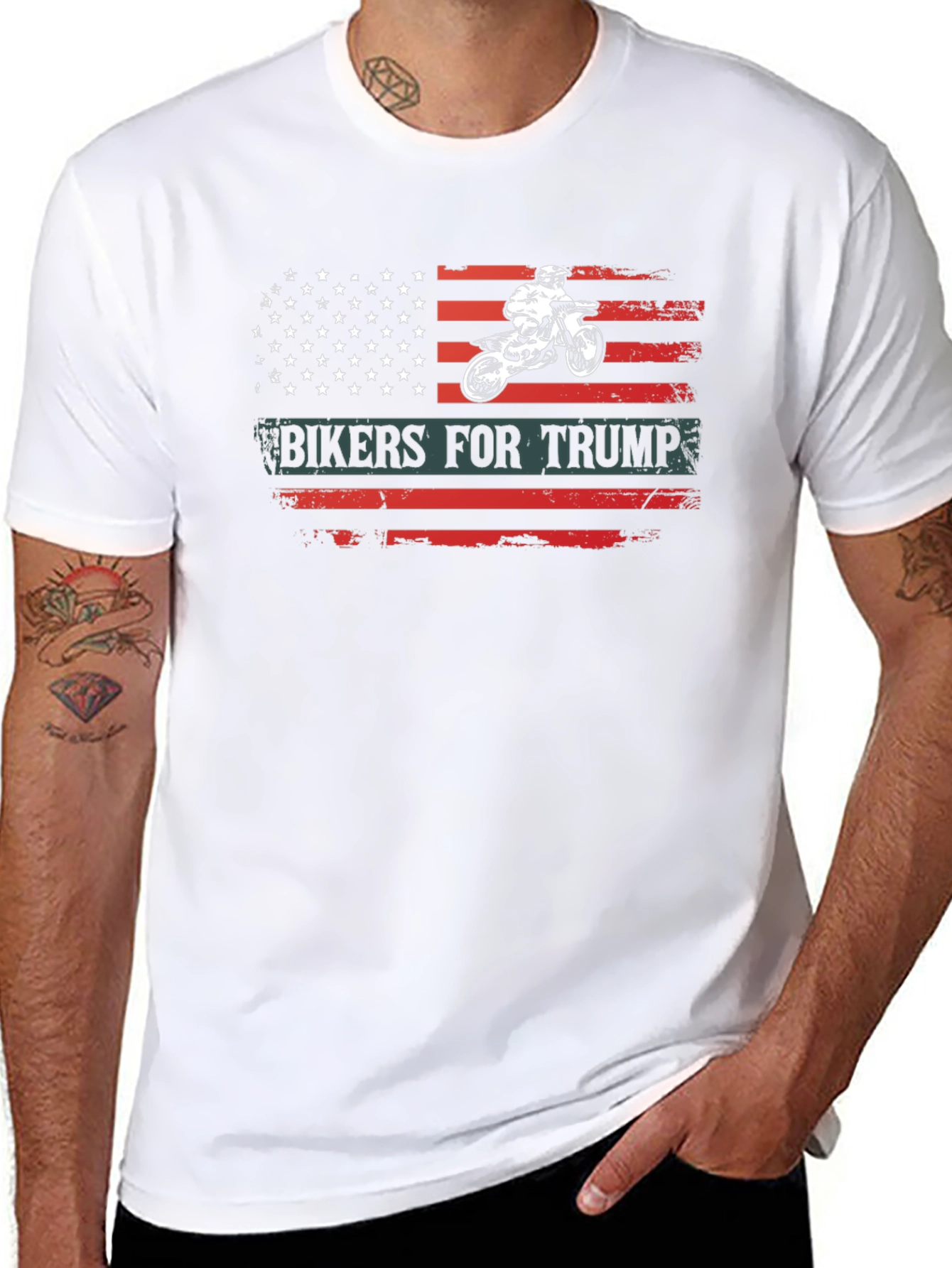 Bikers for Trump Flag Graphic T-Shirt