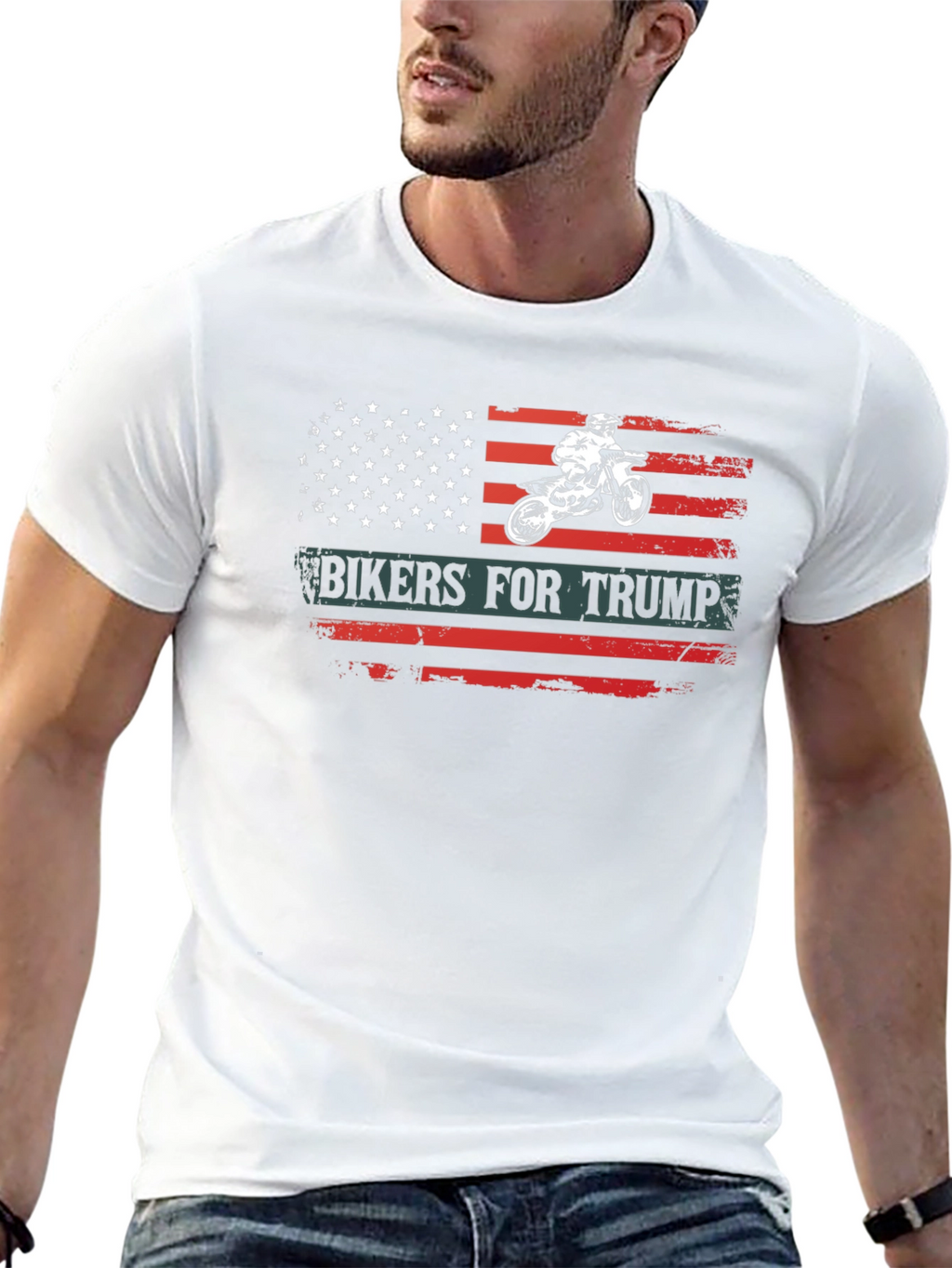 Bikers for Trump Flag Graphic T-Shirt