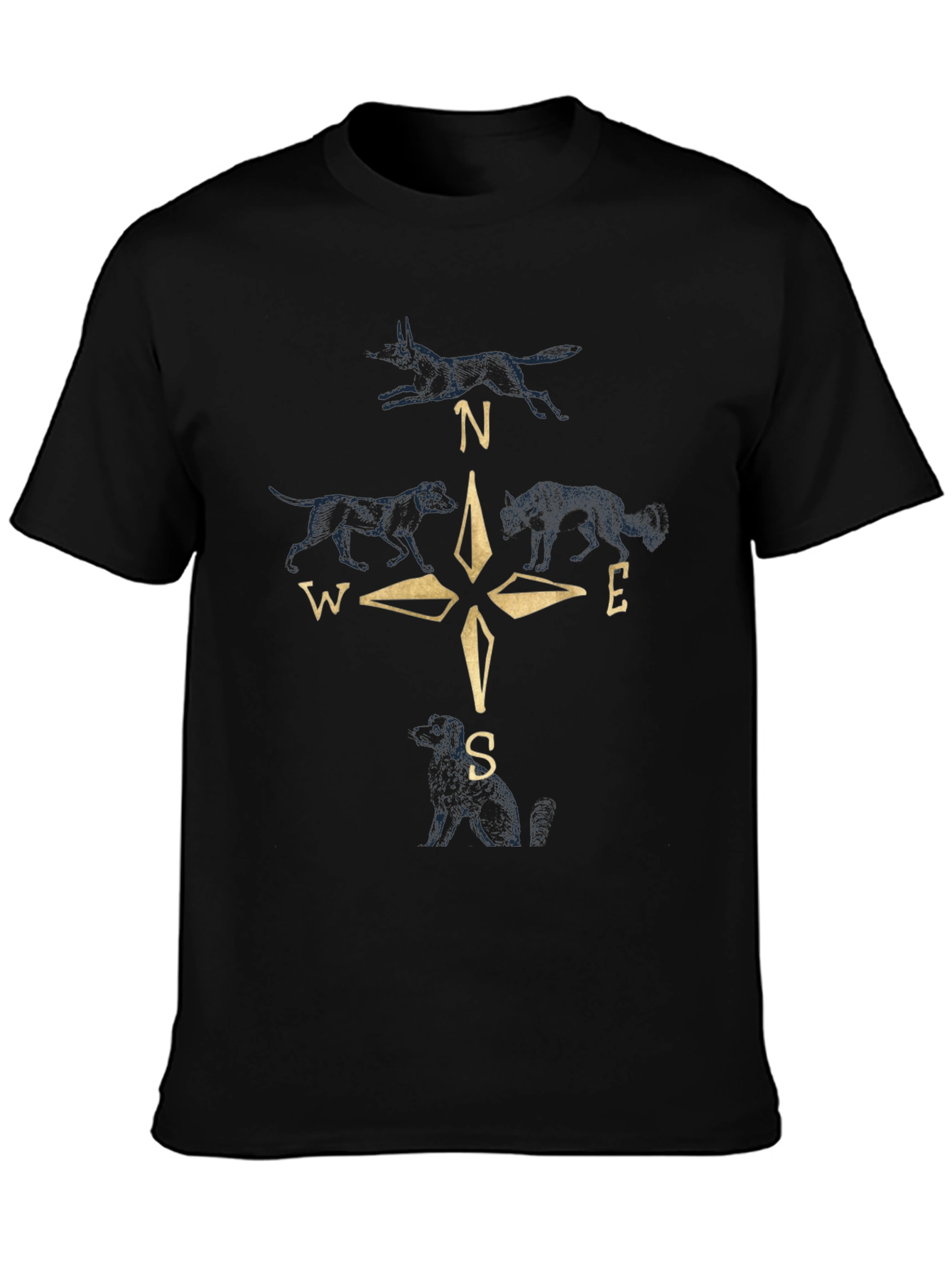 Compass Wolf Graphic Black T-Shirt