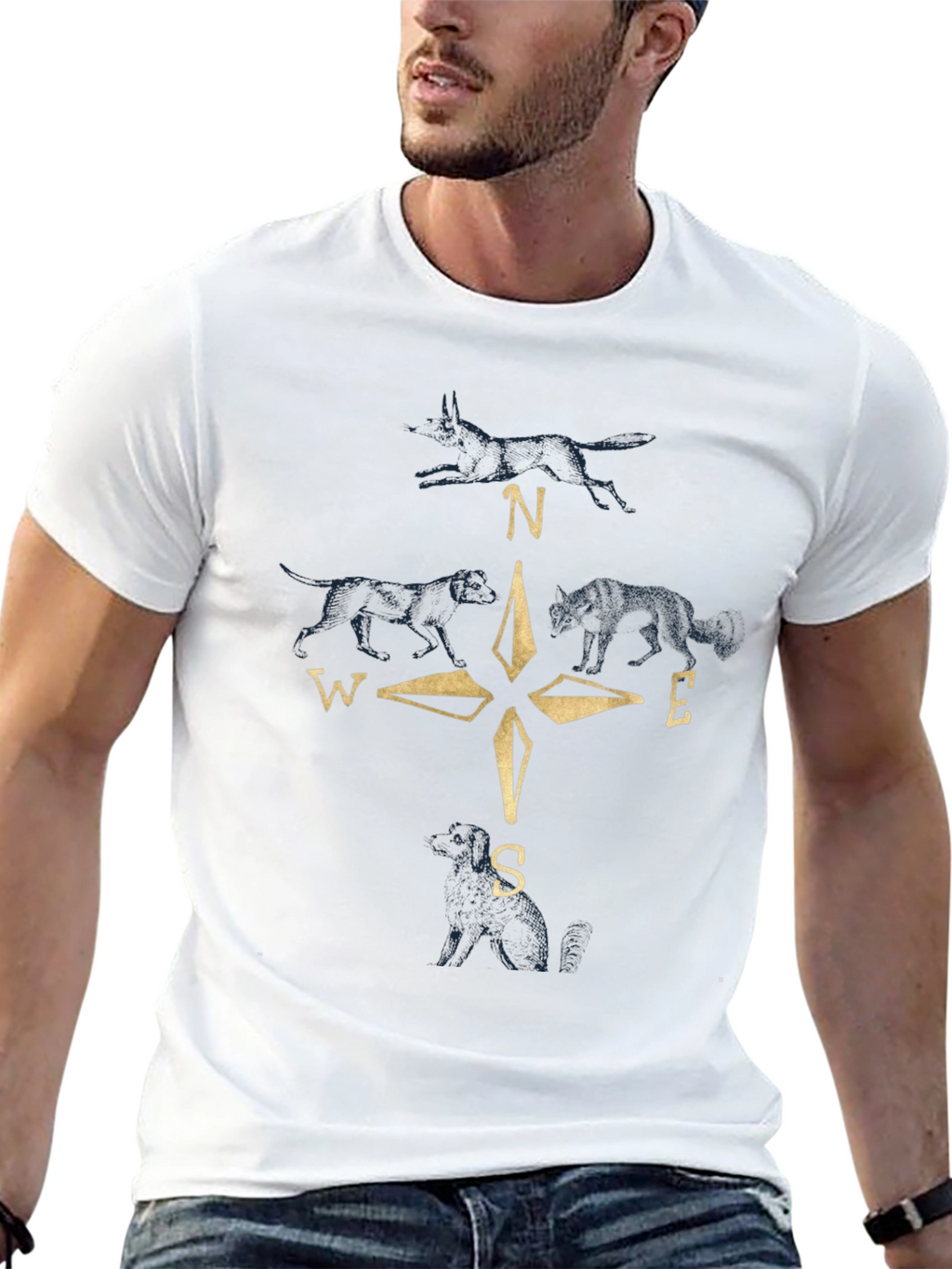 Compass Wolf Graphic Black T-Shirt