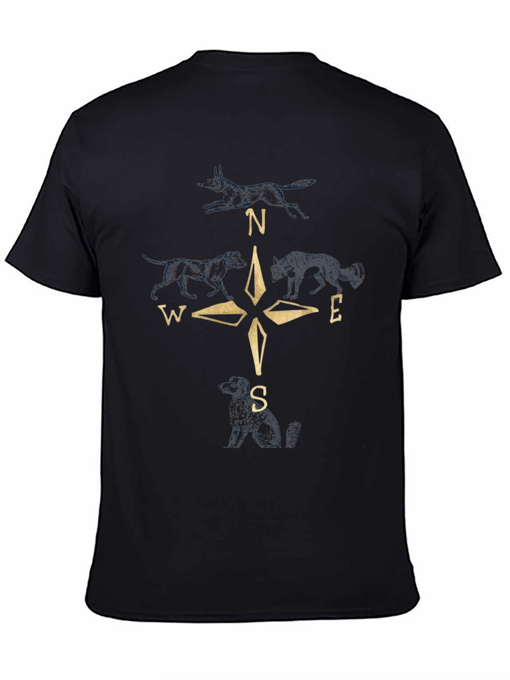 Compass Wolf Graphic Black T-Shirt