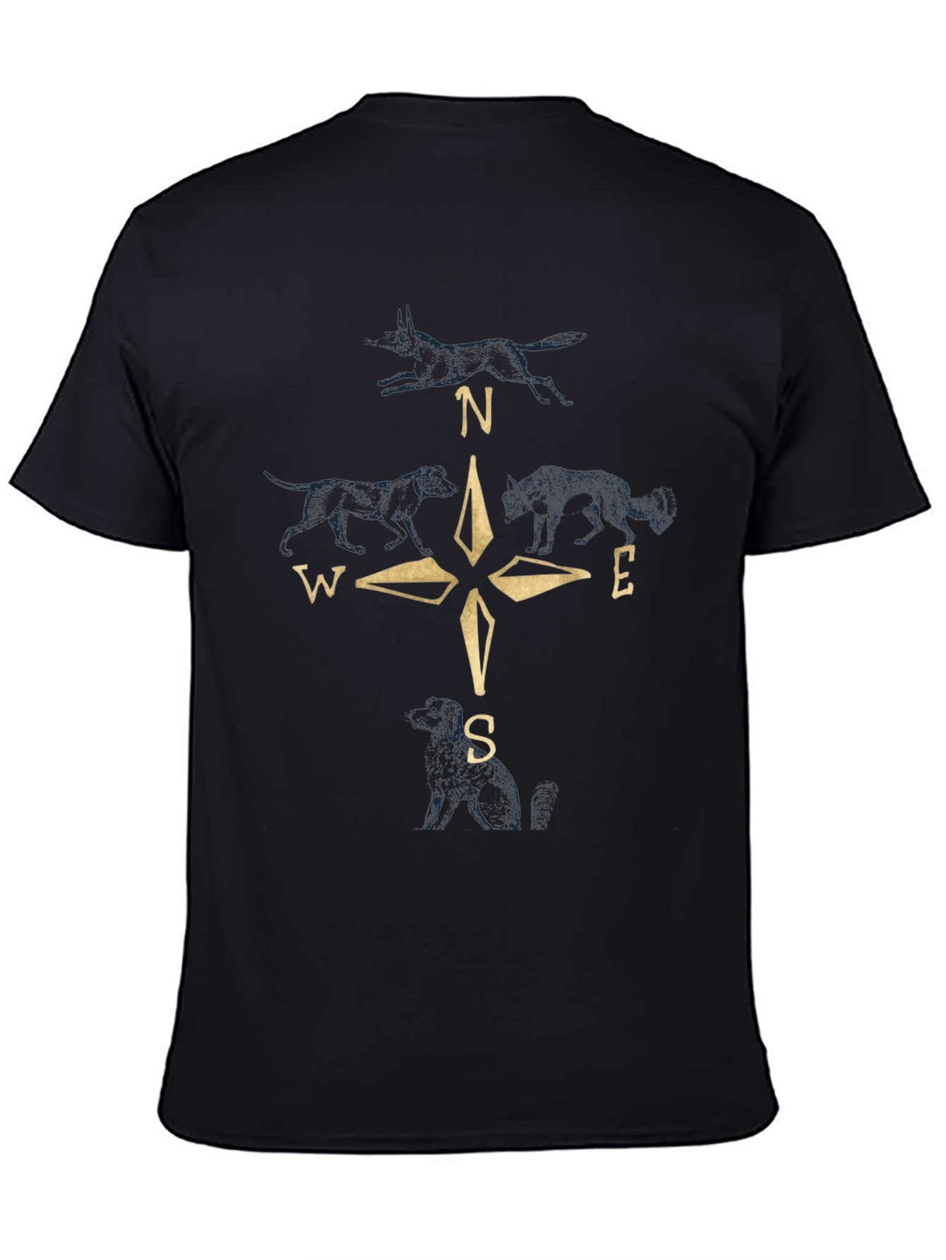 Compass Wolf Graphic Black T-Shirt