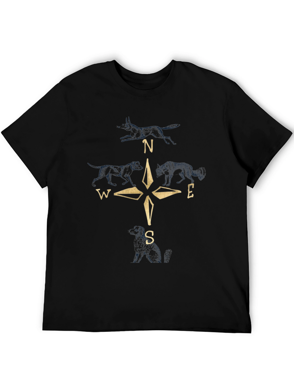 Compass Wolf Graphic Black T-Shirt