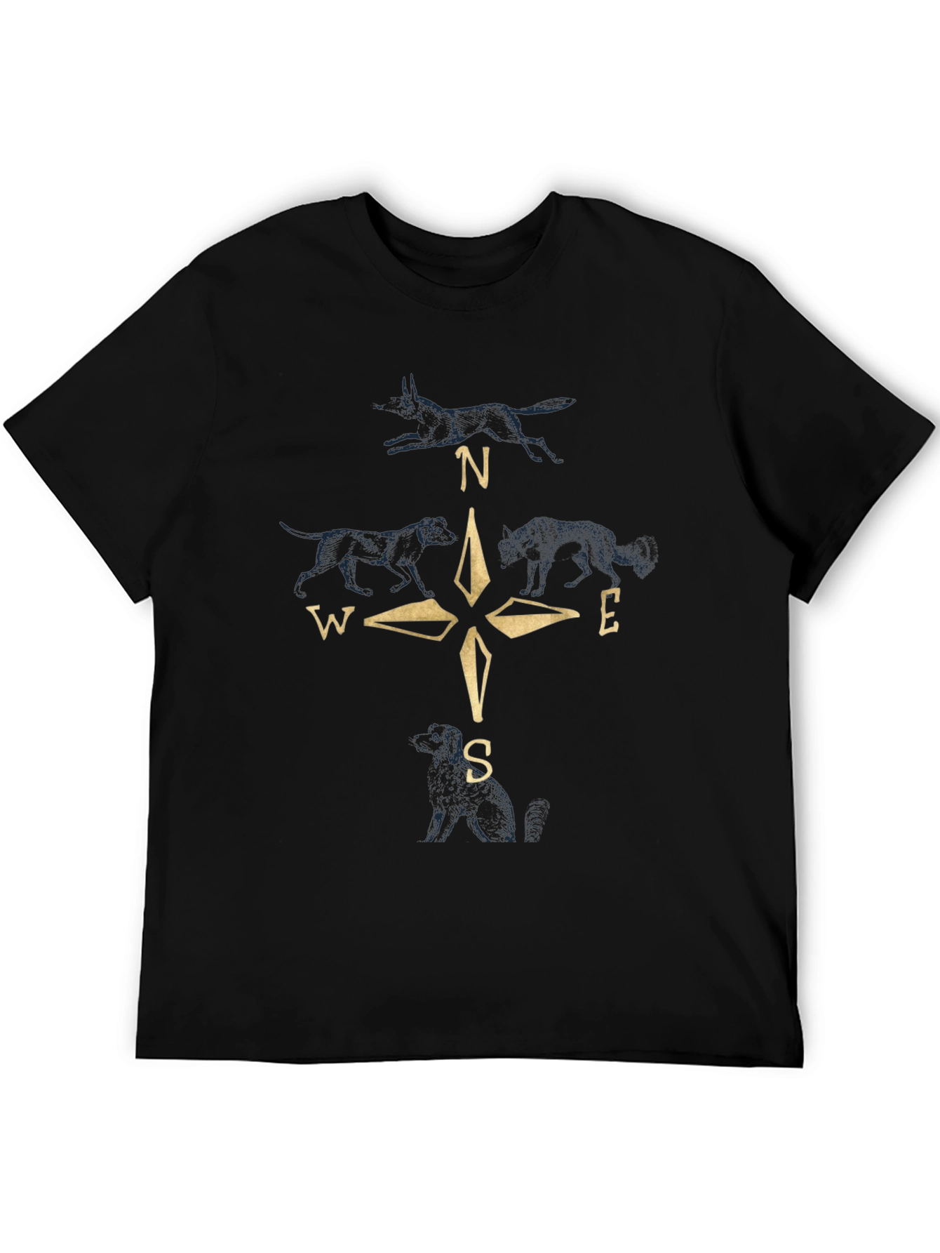Compass Wolf Graphic Black T-Shirt