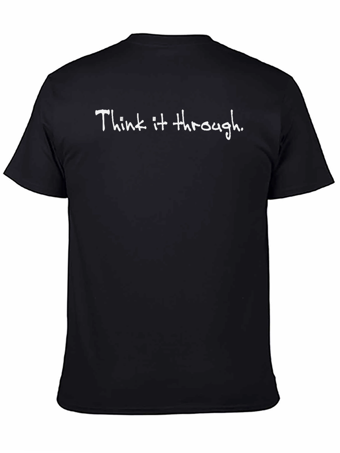 Think It Through Black Graphic Tee Casual Mens T-Shirt