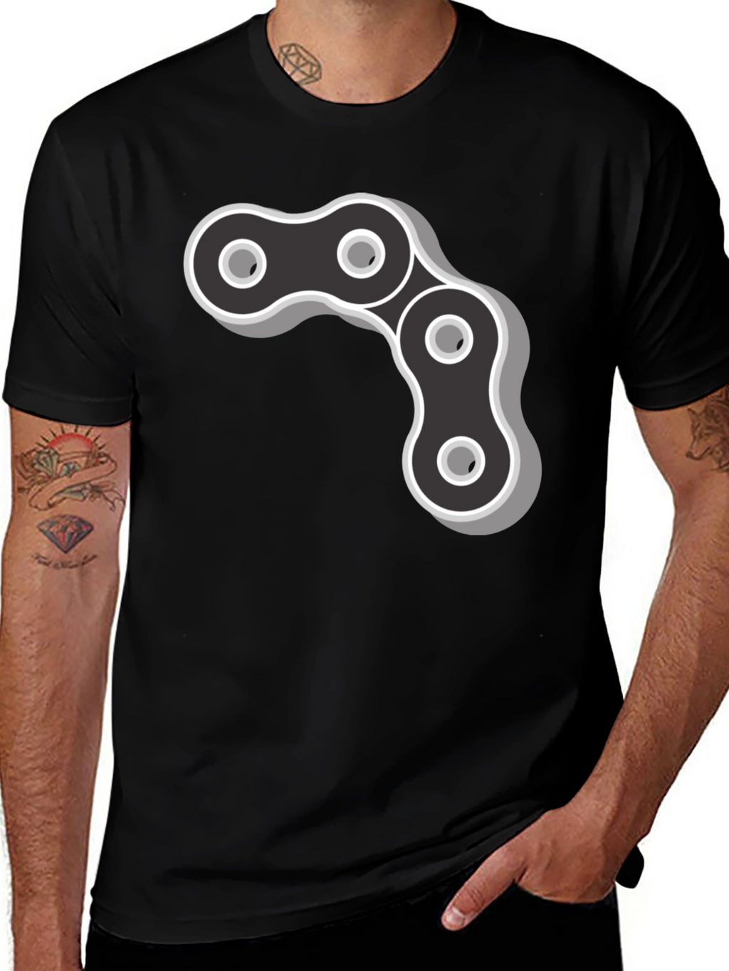 Cool Chain Link Graphic Black T-Shirt