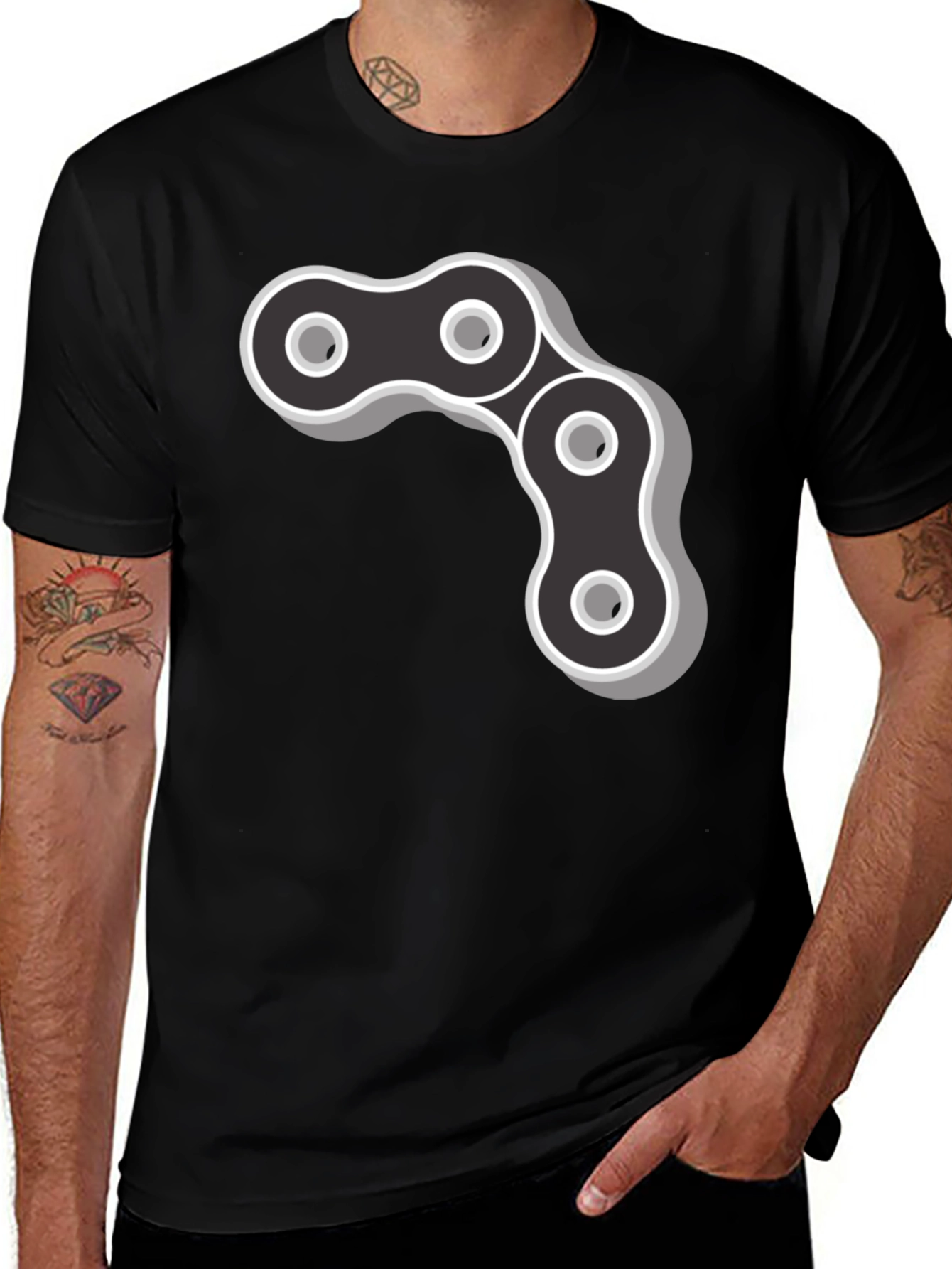 Cool Chain Link Graphic Black T-Shirt