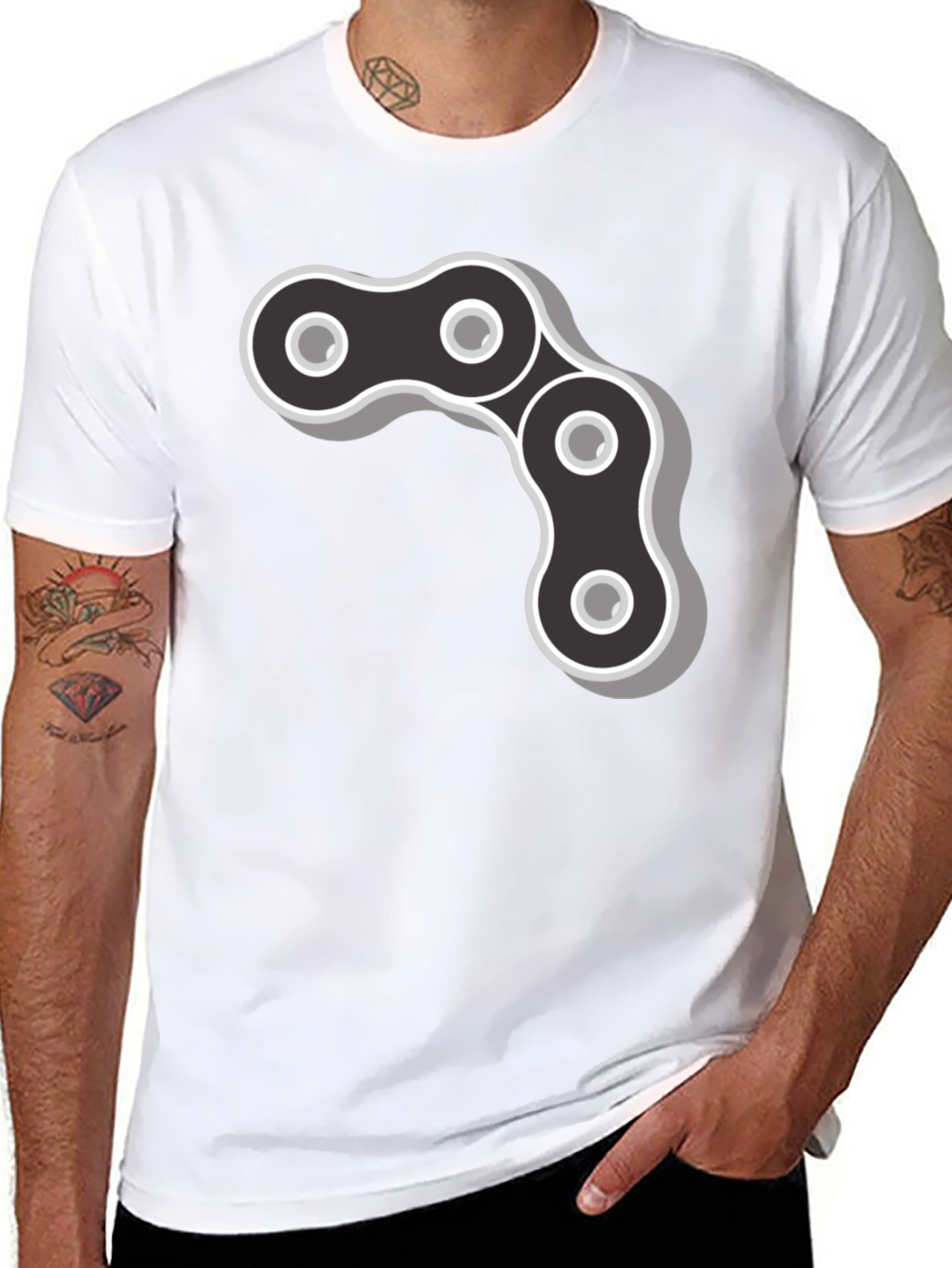 Cool Chain Link Graphic Black T-Shirt