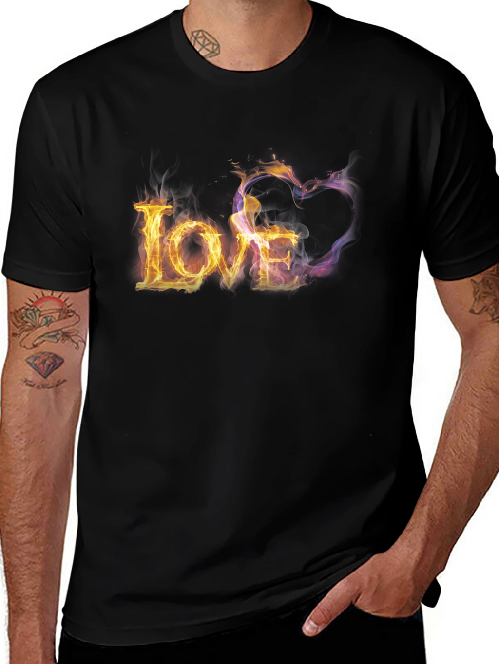 Fiery Love Graphic Tee - Black