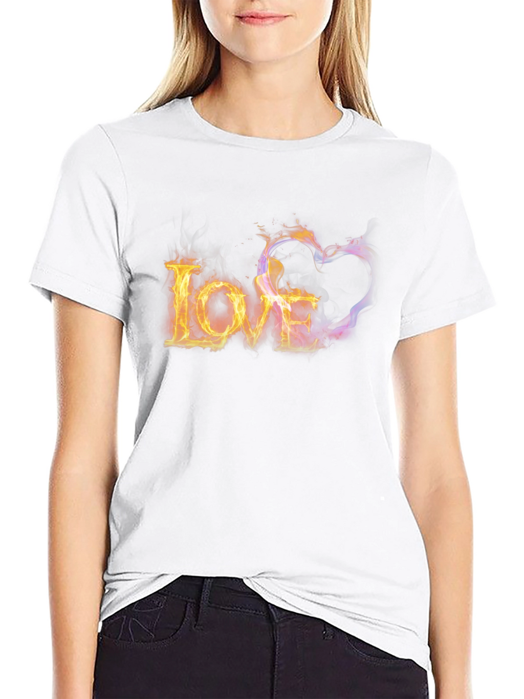 Fiery Love Graphic Tee - Black