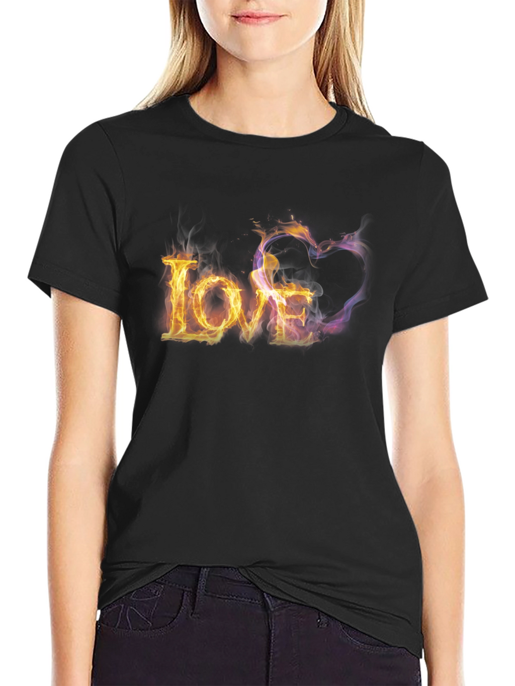 Fiery Love Graphic Tee - Black