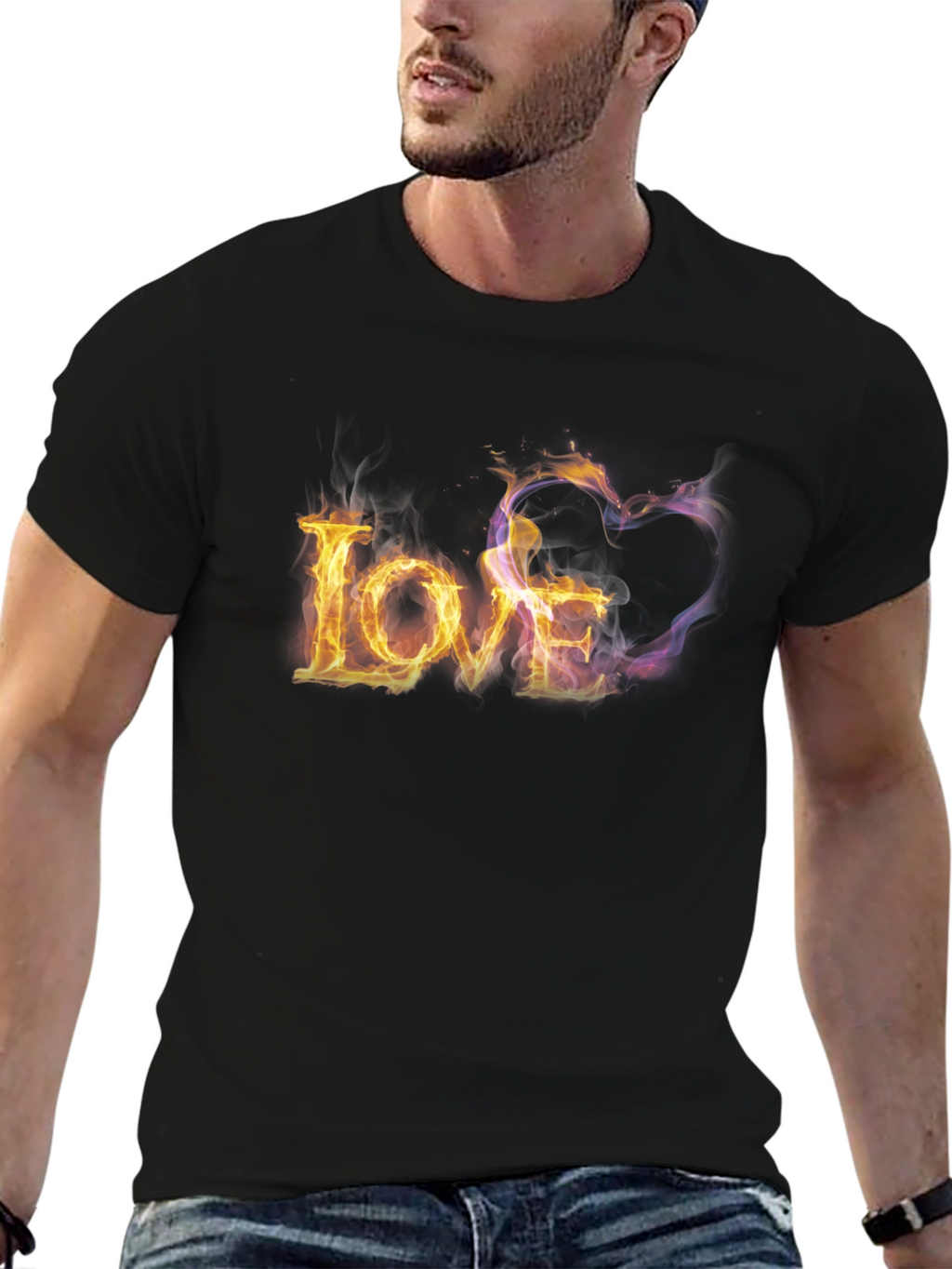 Fiery Love Graphic Tee - Black