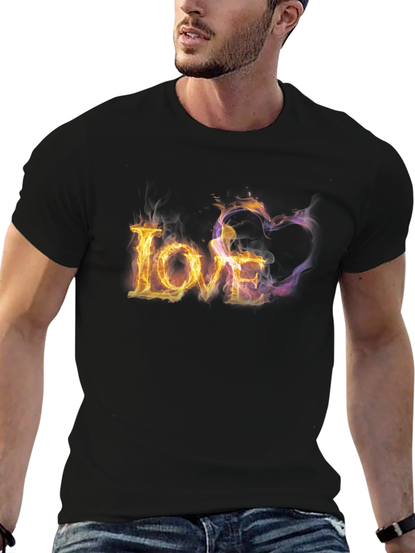 Fiery Love Graphic Tee - Black