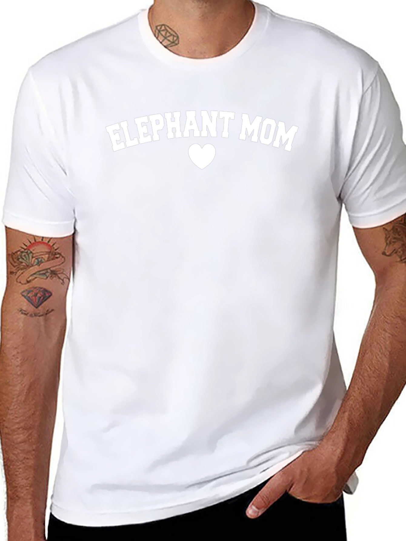 Elephant Mom Graphic Tee - Black Cotton T-Shirt