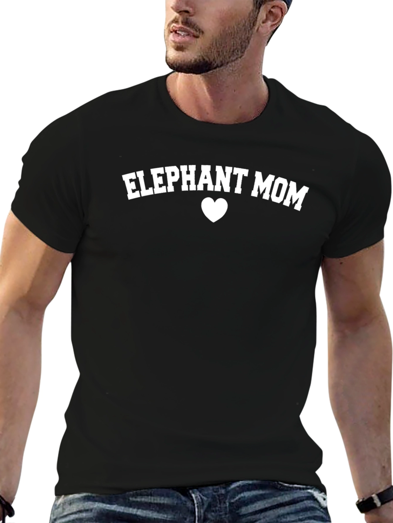 Elephant Mom Graphic Tee - Black Cotton T-Shirt