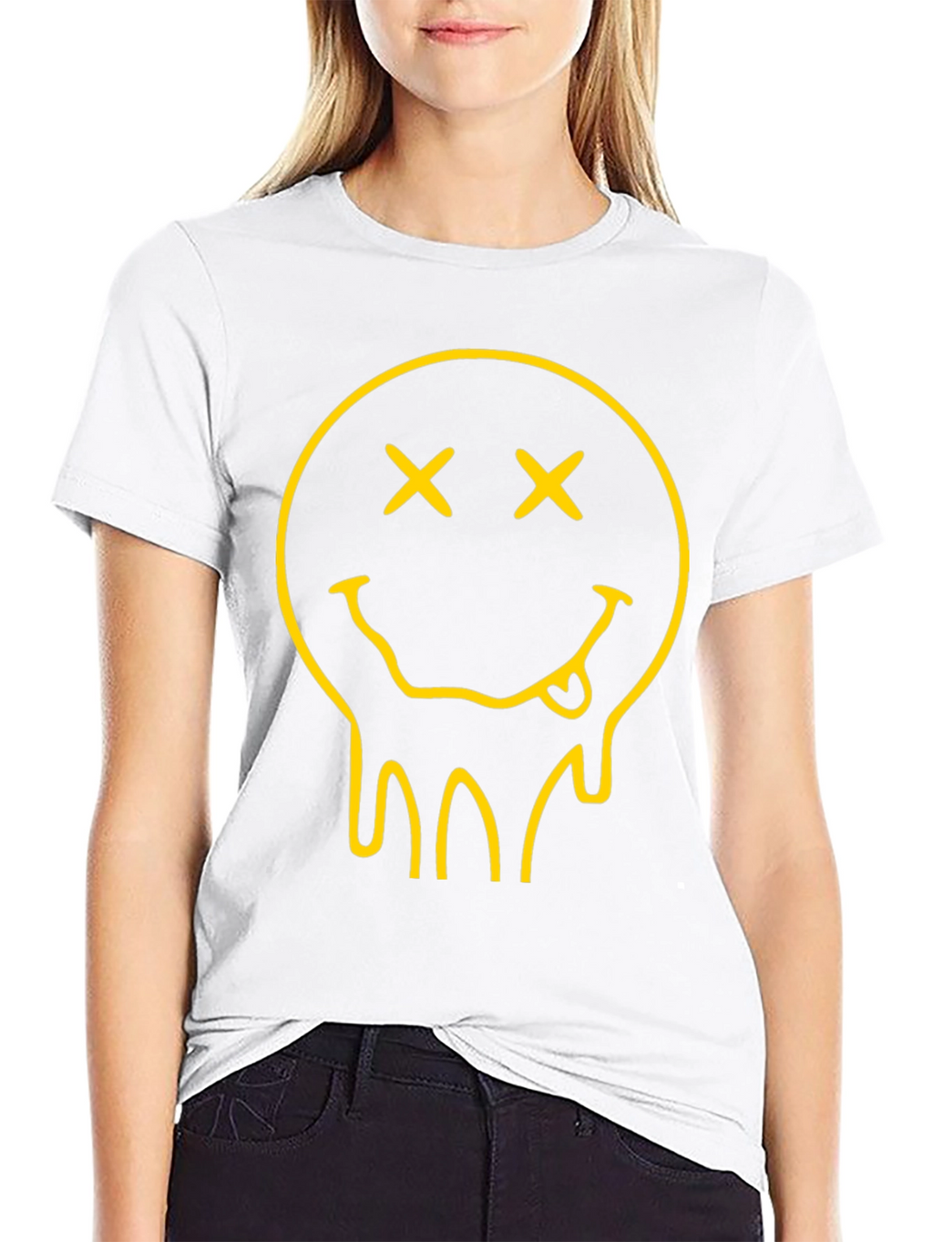 Dripping Smiley Face Black Graphic Tee