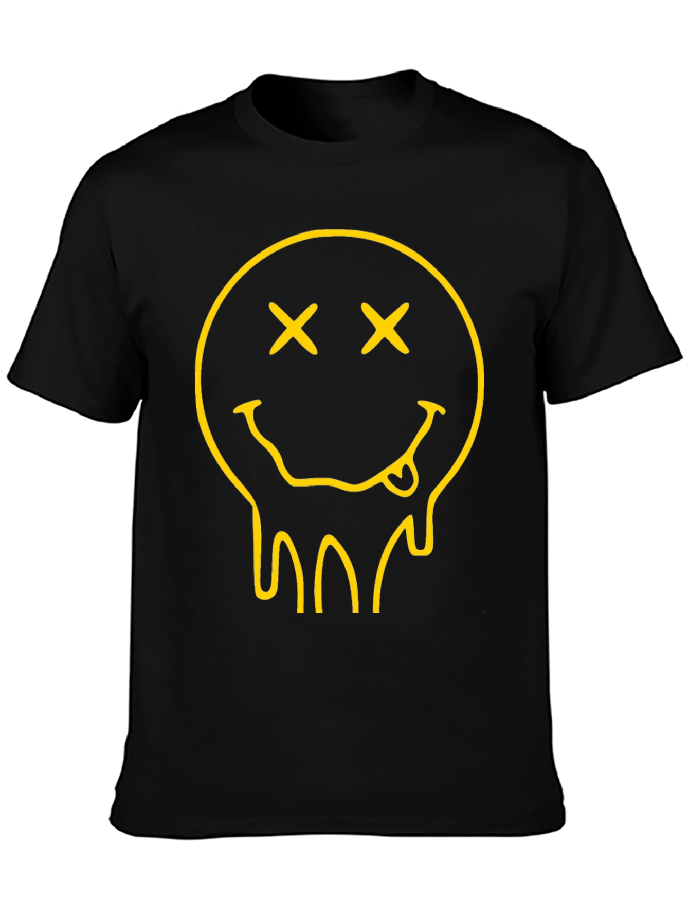 Dripping Smiley Face Black Graphic Tee