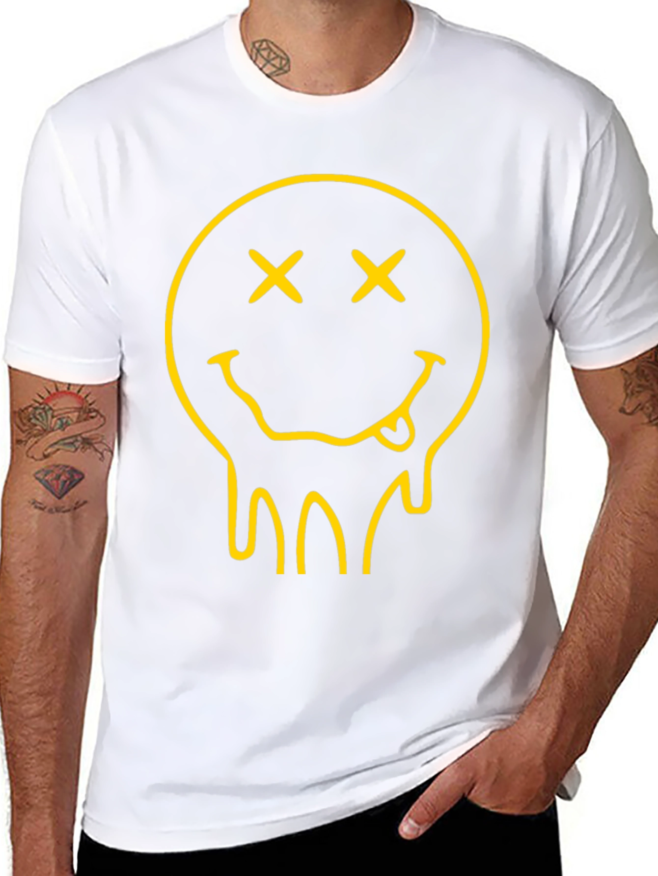 Dripping Smiley Face Black Graphic Tee