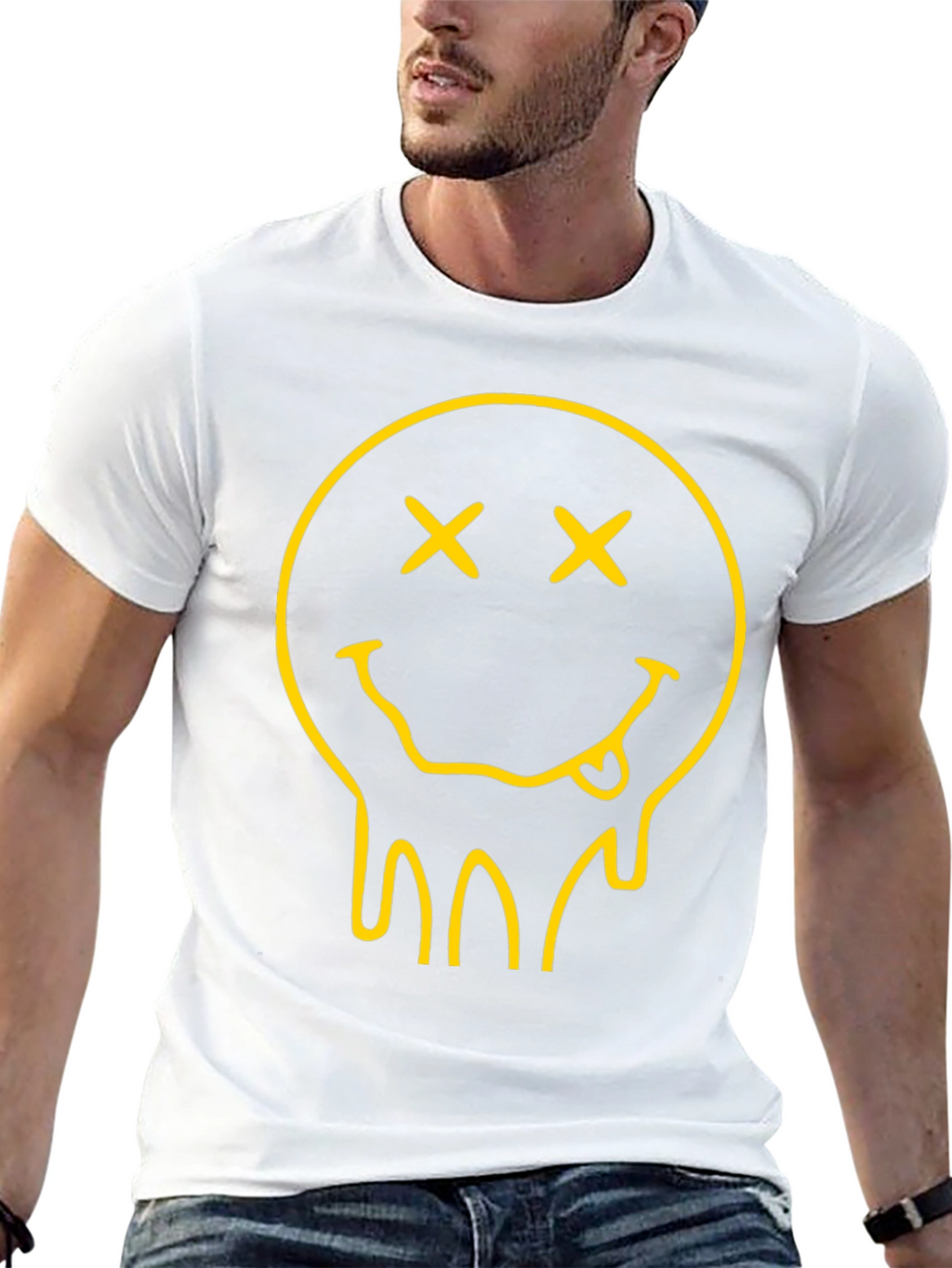 Dripping Smiley Face Black Graphic Tee