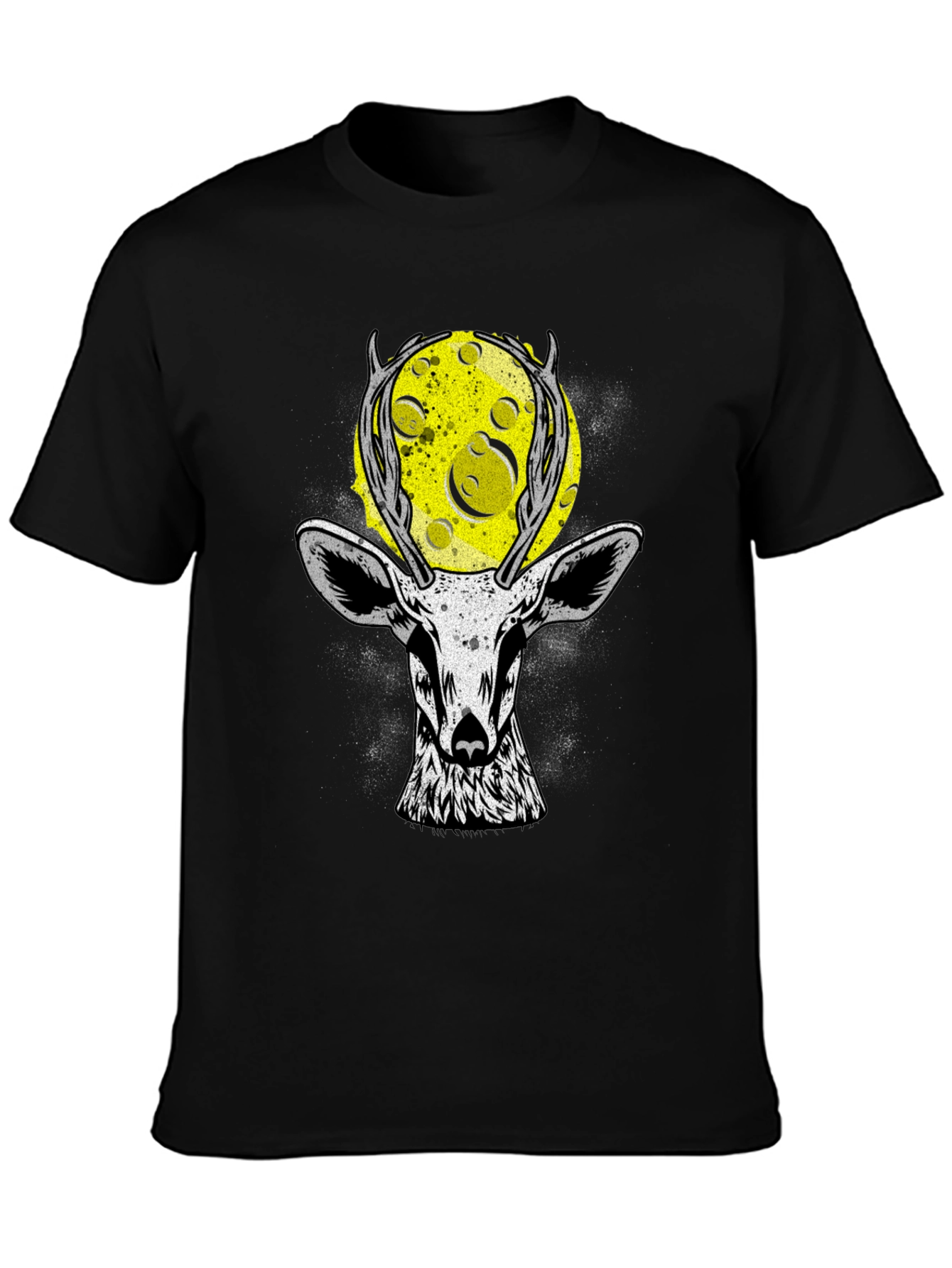 Deer Moon Graphic T-Shirt - Black Cotton Tee
