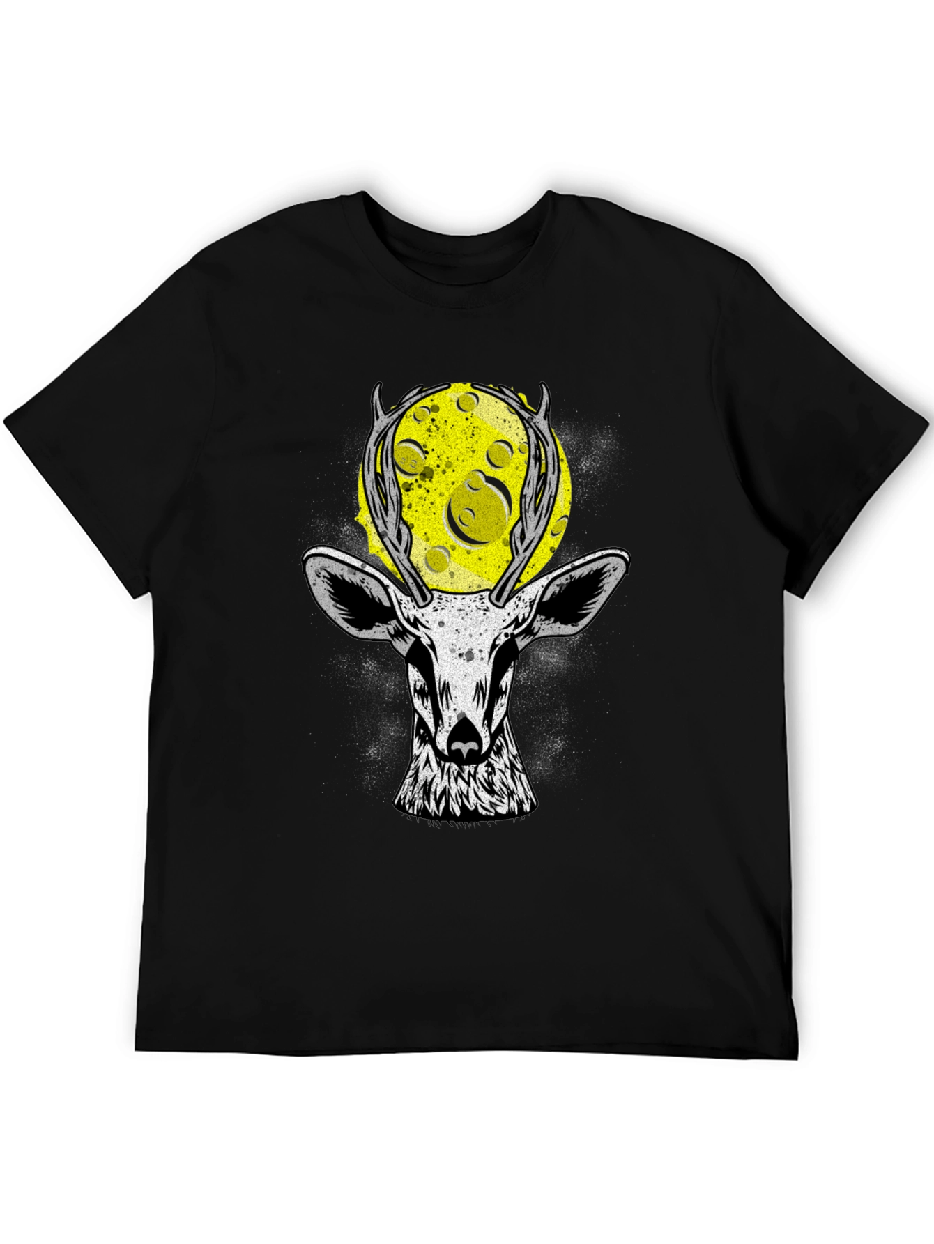 Deer Moon Graphic T-Shirt - Black Cotton Tee