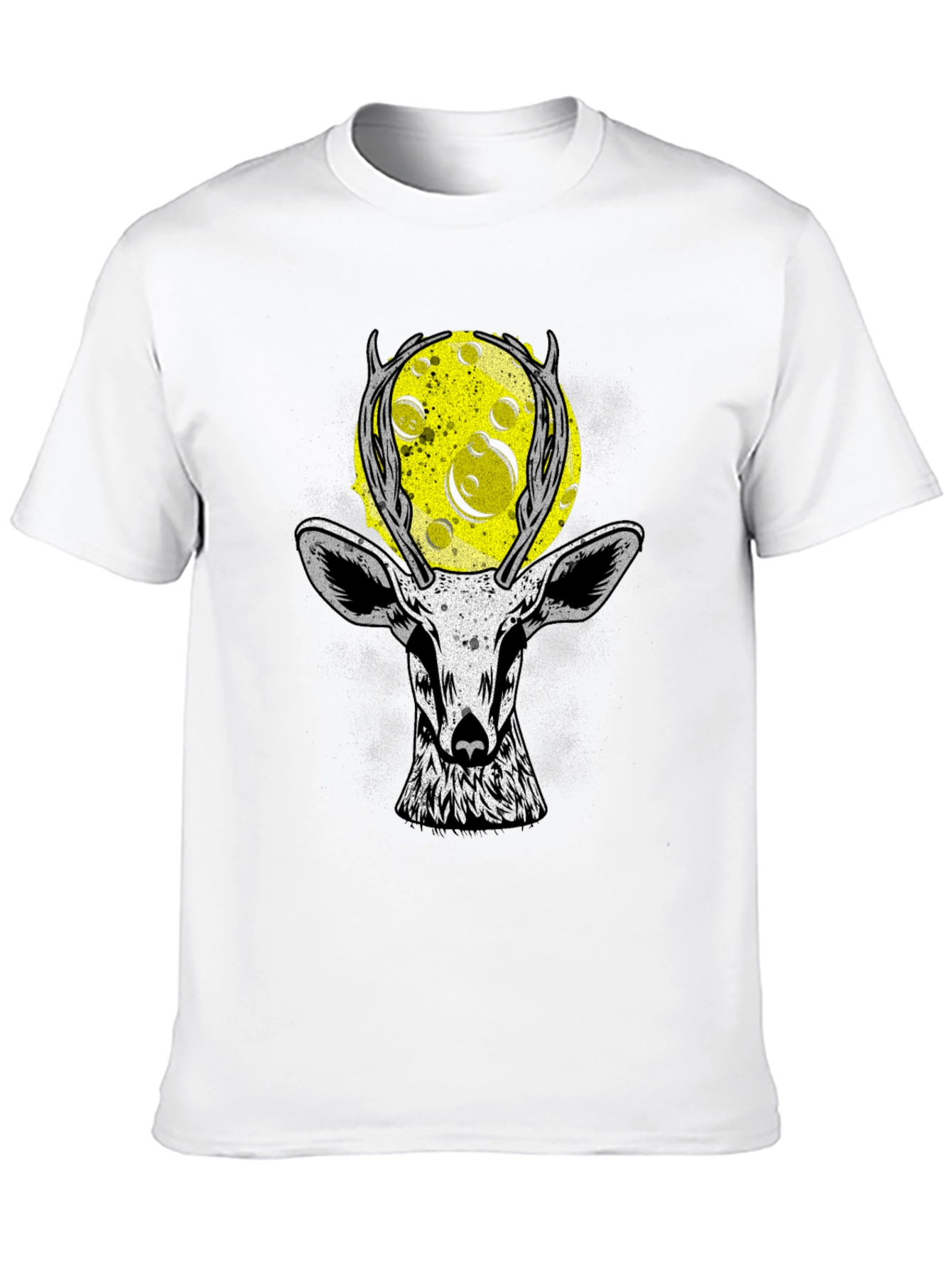 Deer Moon Graphic T-Shirt - Black Cotton Tee